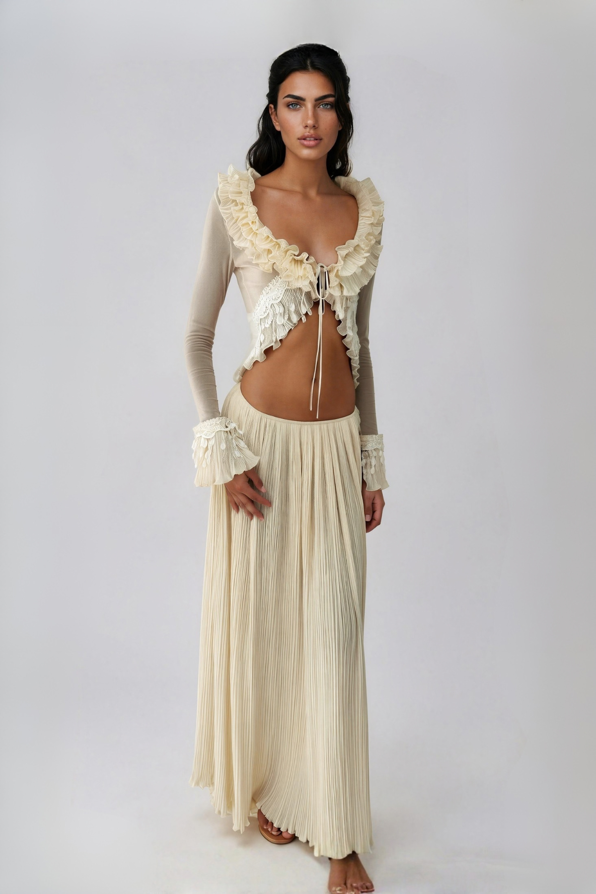 Kozuye Crop Ruffle Skirt Set