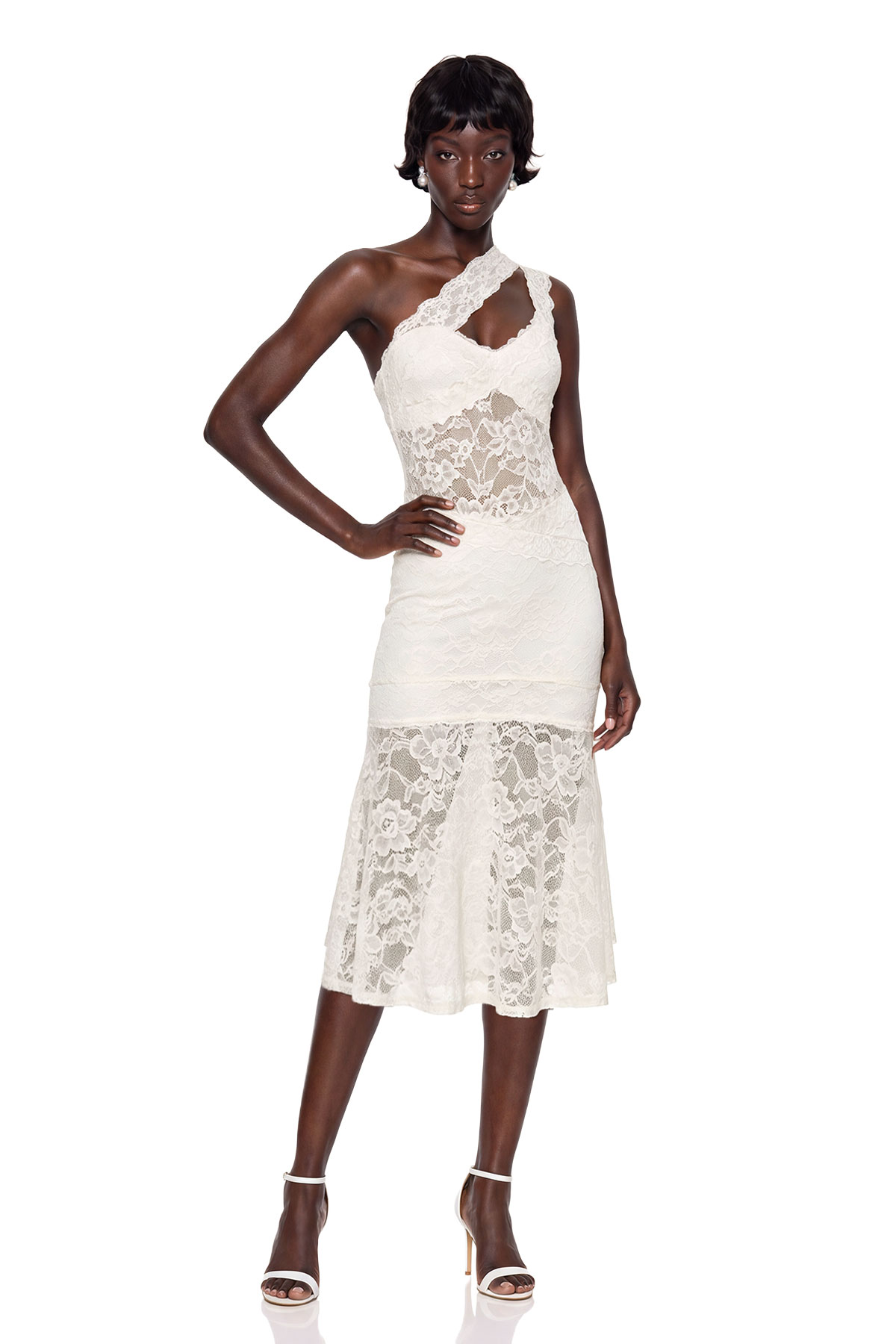 Kramer Asymmetric Embroidered Midi Dress