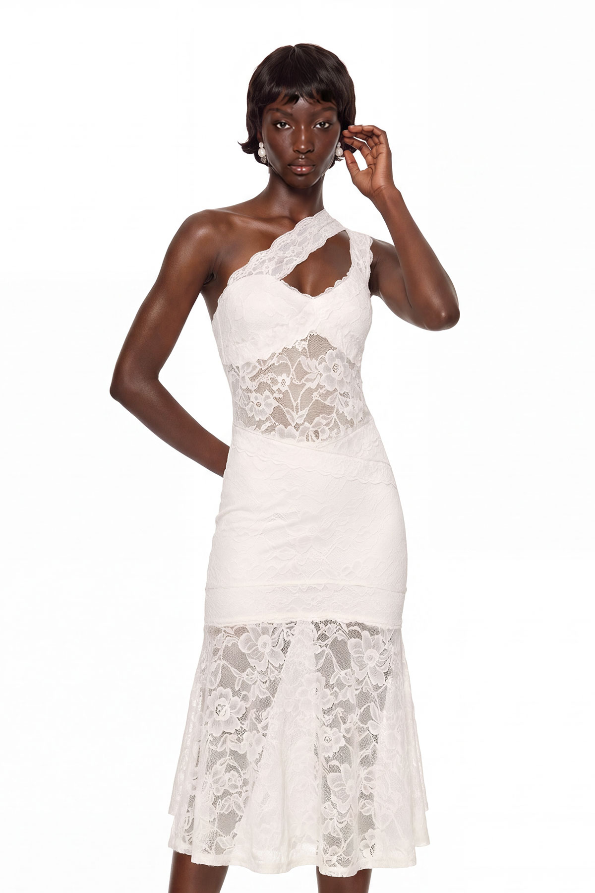 Kramer Asymmetric Embroidered Midi Dress