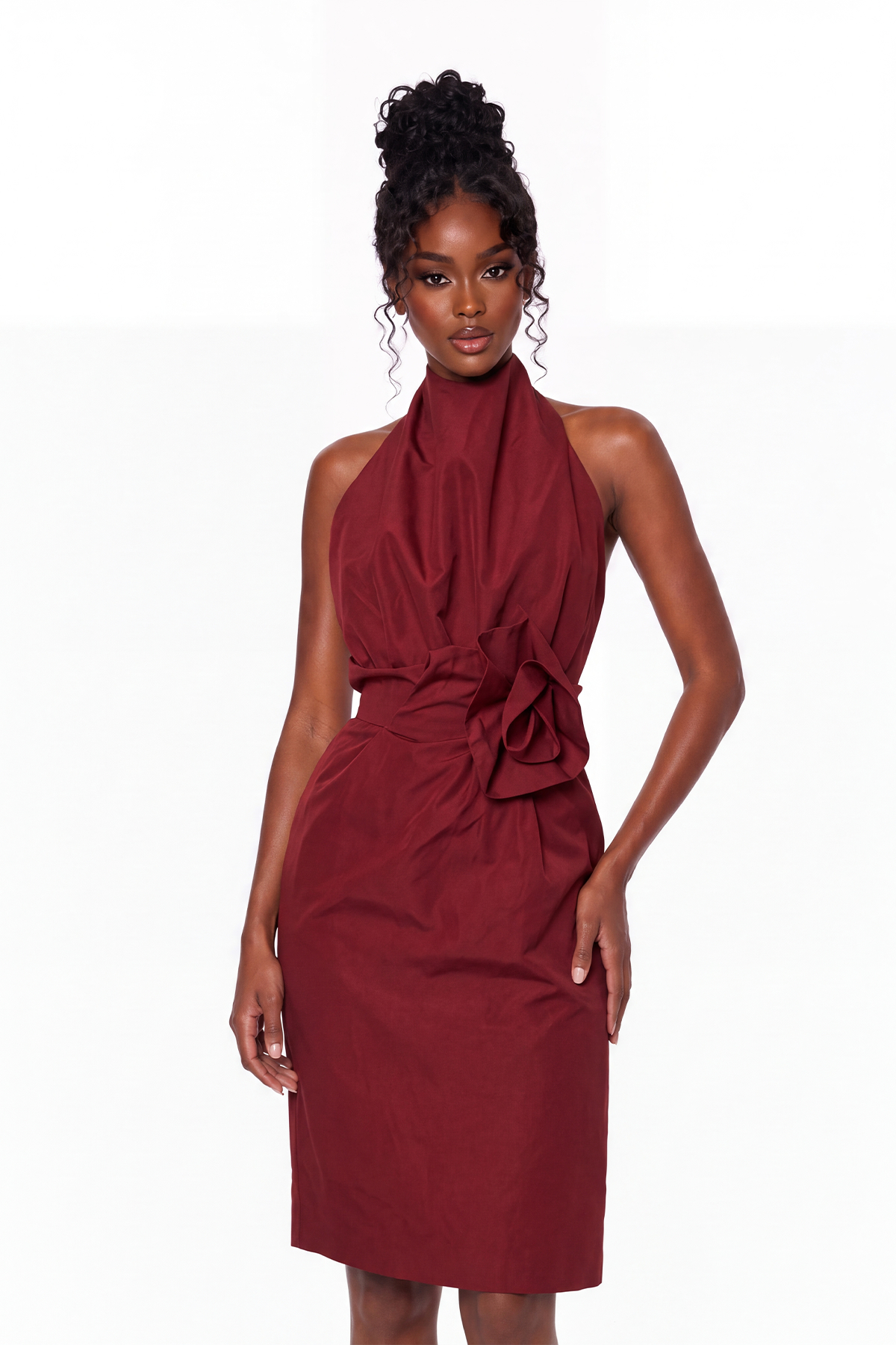 Krissa Flower Ruch Midi Skirt