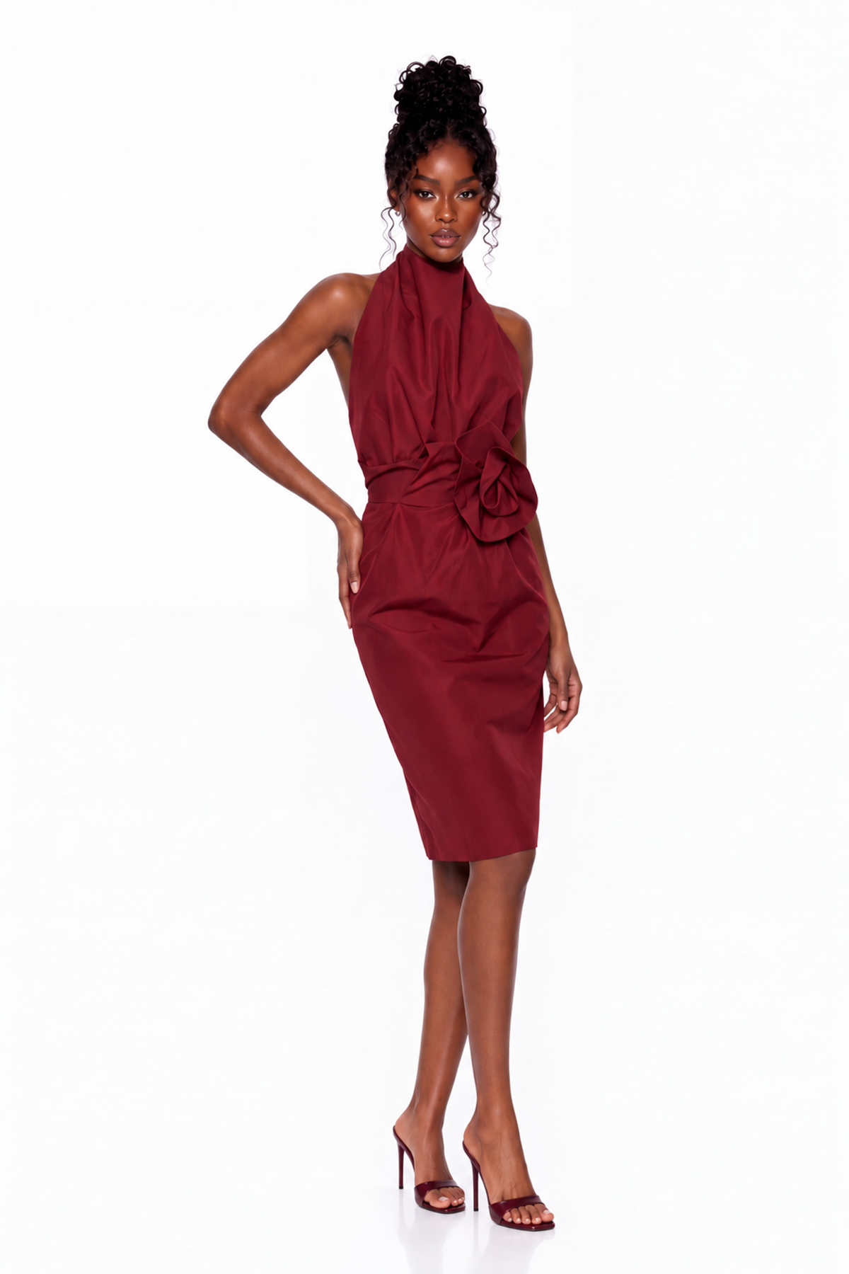 Krissa Flower Ruch Midi Skirt
