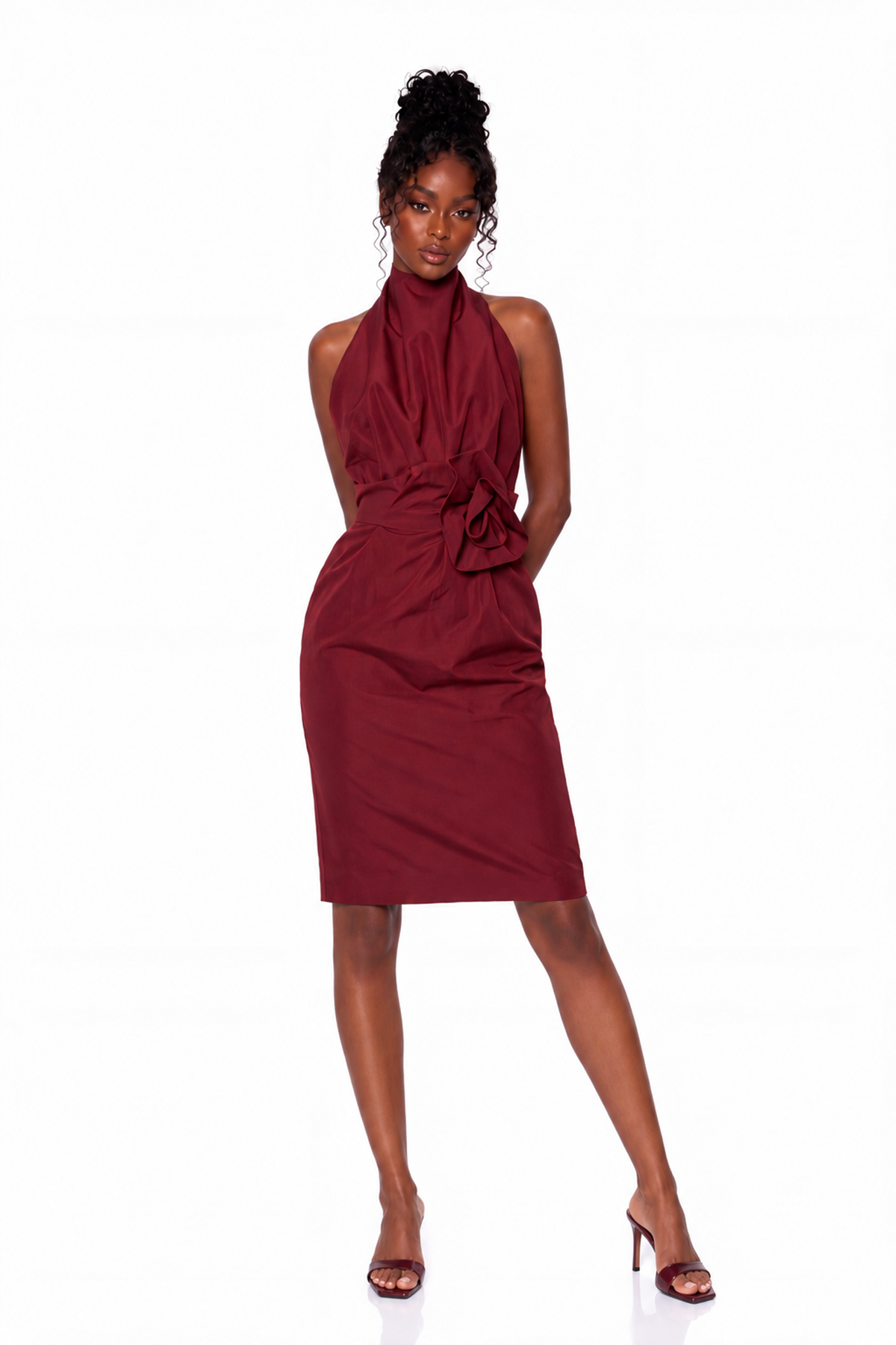 Krissa Flower Ruch Midi Skirt