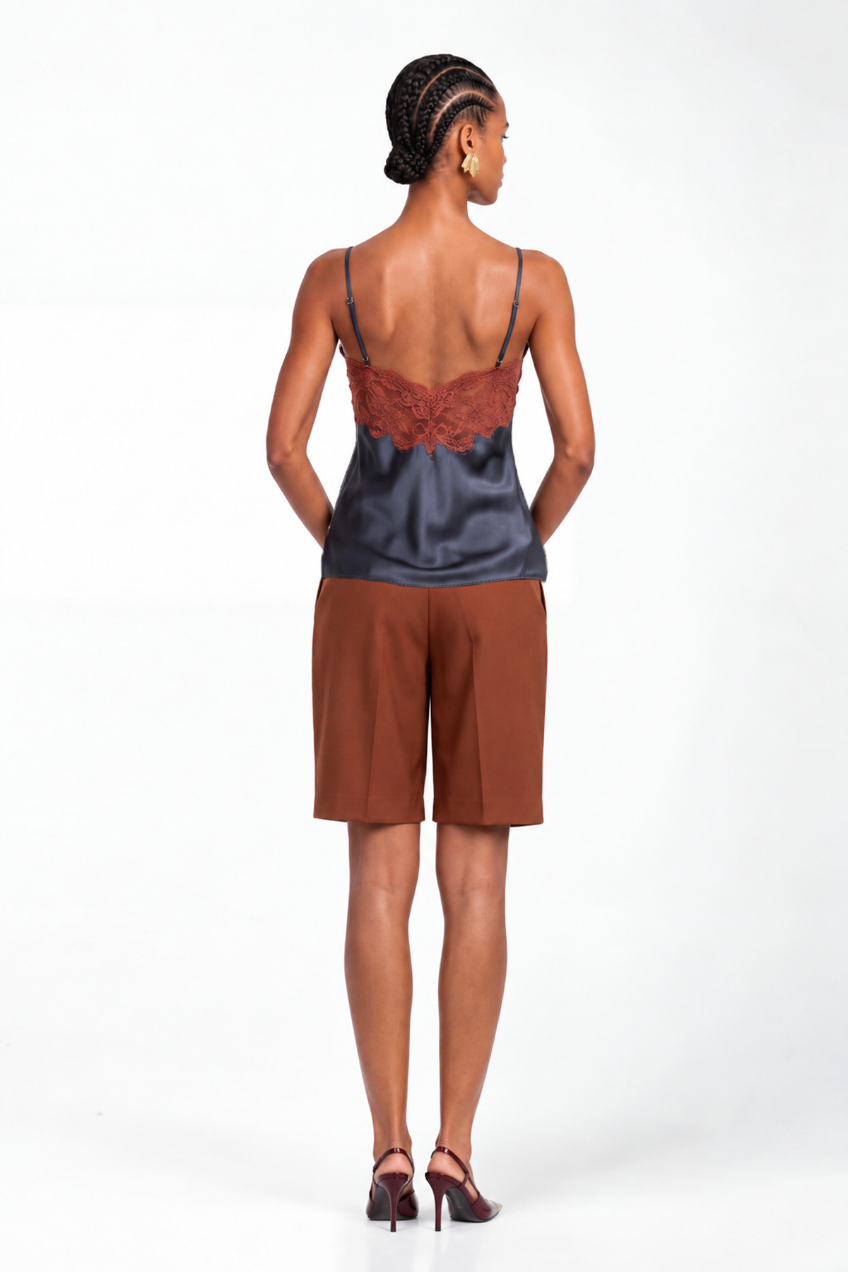 Krista Spaghetti Lace Satin Top