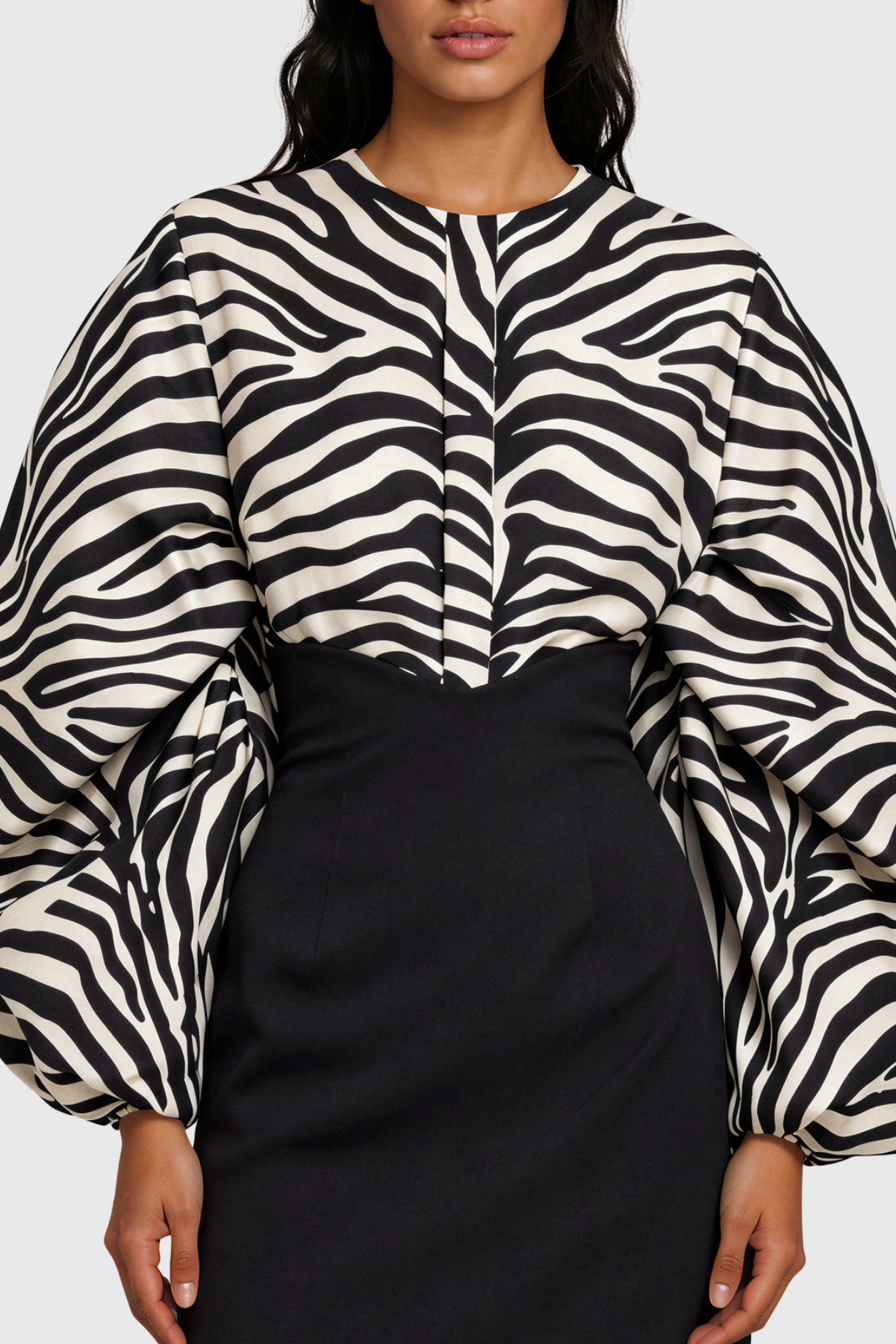 Kristen Balloon Sleeve Zebra Top