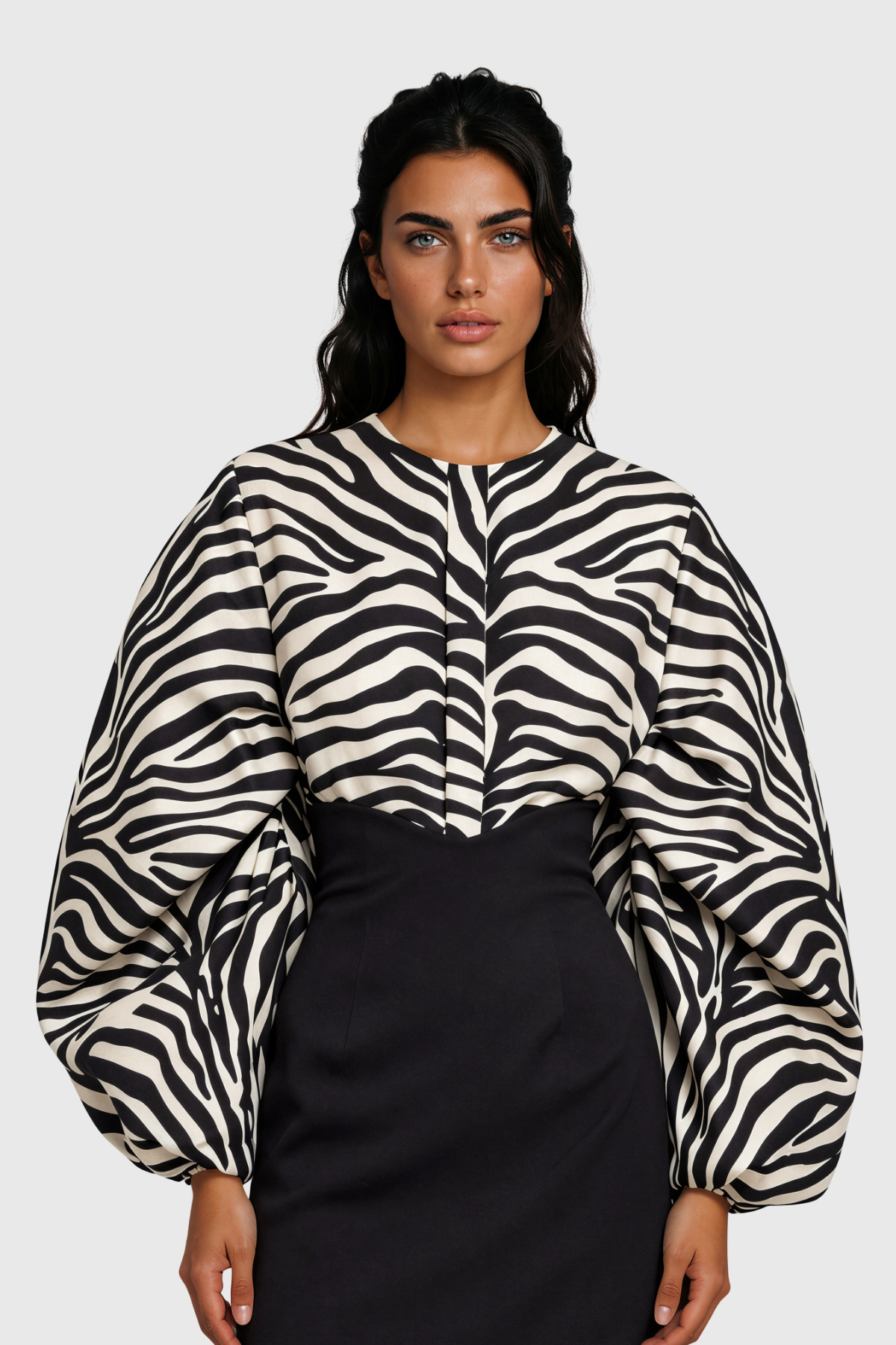 Kristen Balloon Sleeve Zebra Top