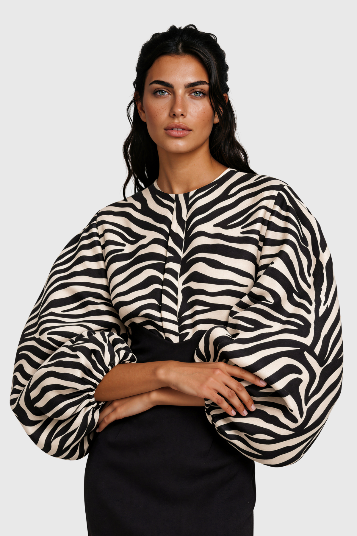 Kristen Balloon Sleeve Zebra Top