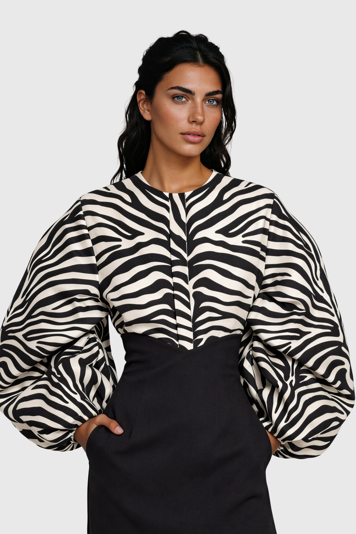 Kristen Balloon Sleeve Zebra Top