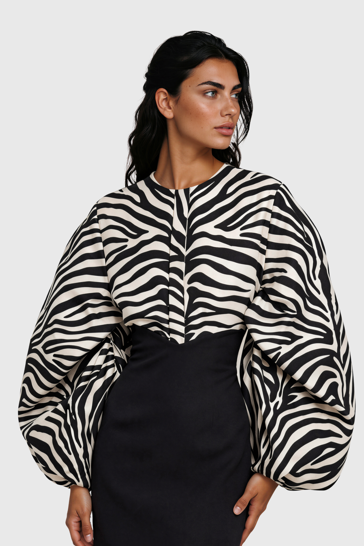 Kristen Balloon Sleeve Zebra Top