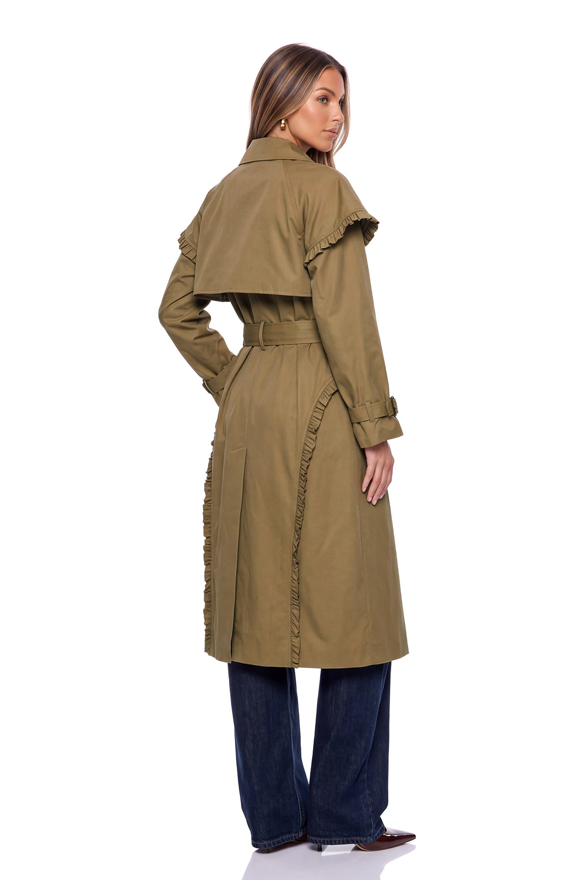 Krister Lapel Ruffle Trench Coat