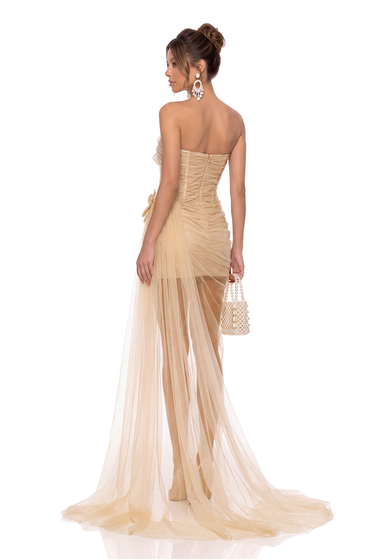 Kristine Strapless Sequin Flower Maxi Dress
