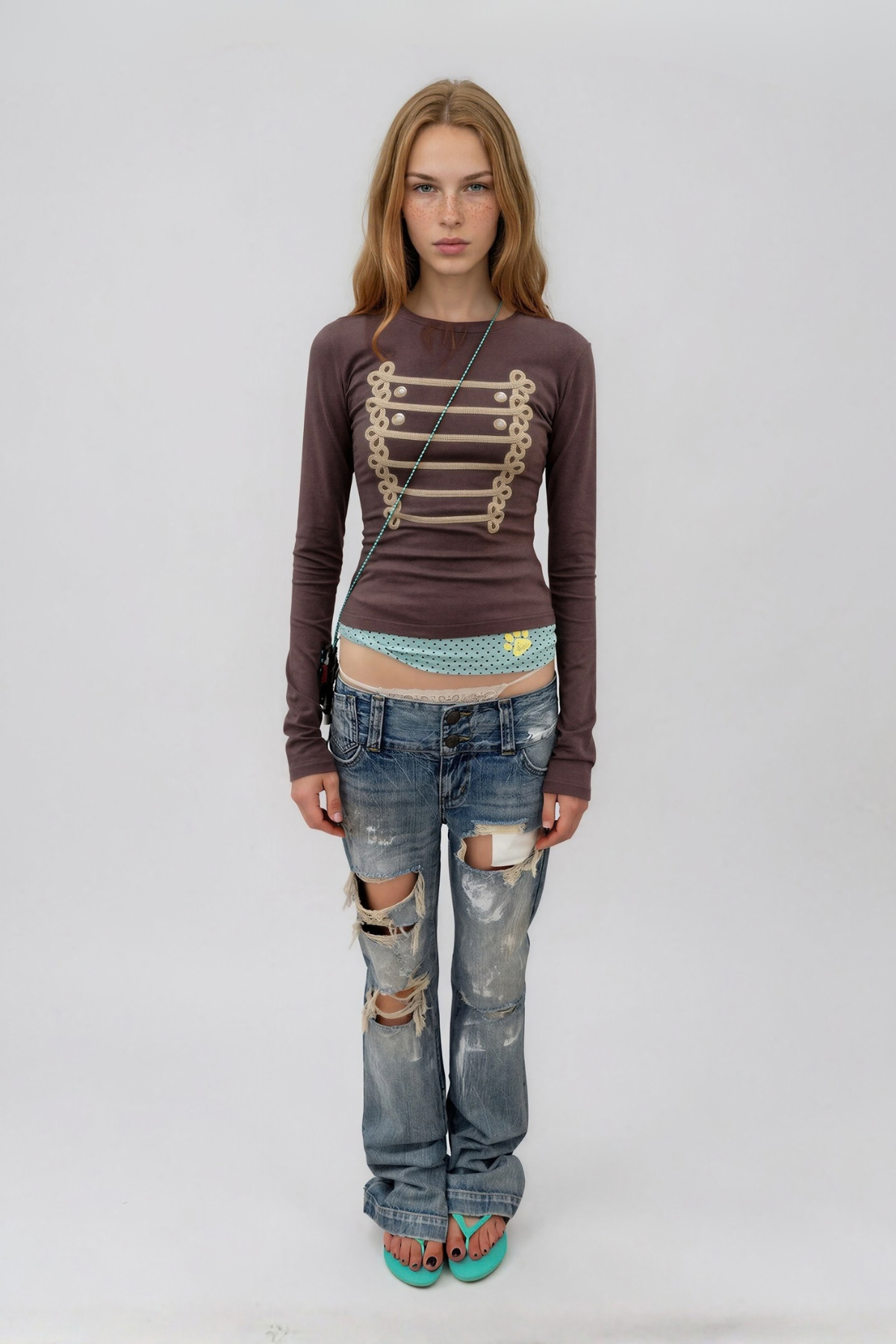 Kristoffer Long Sleeve Napoleon Top In Brown