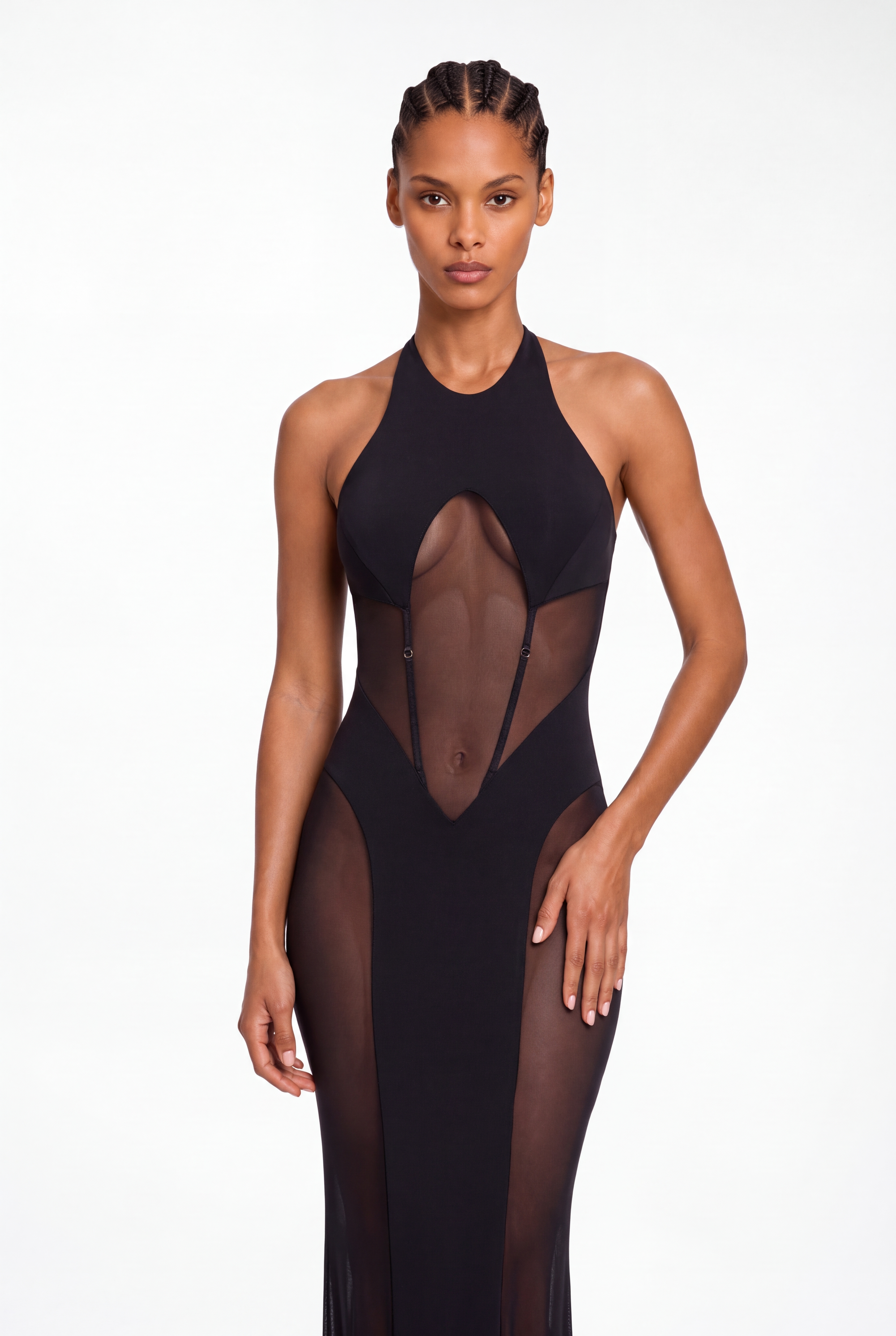 Krypto Halter Neck Mesh Maxi Dress