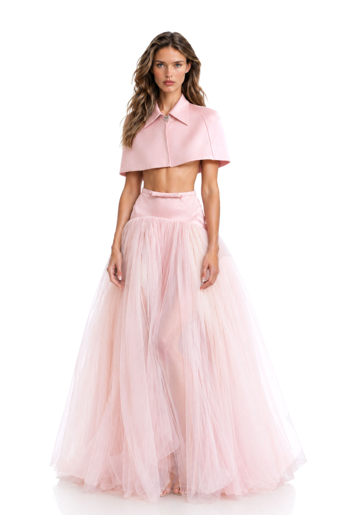 Ksena Shawl Mesh Skirt Set