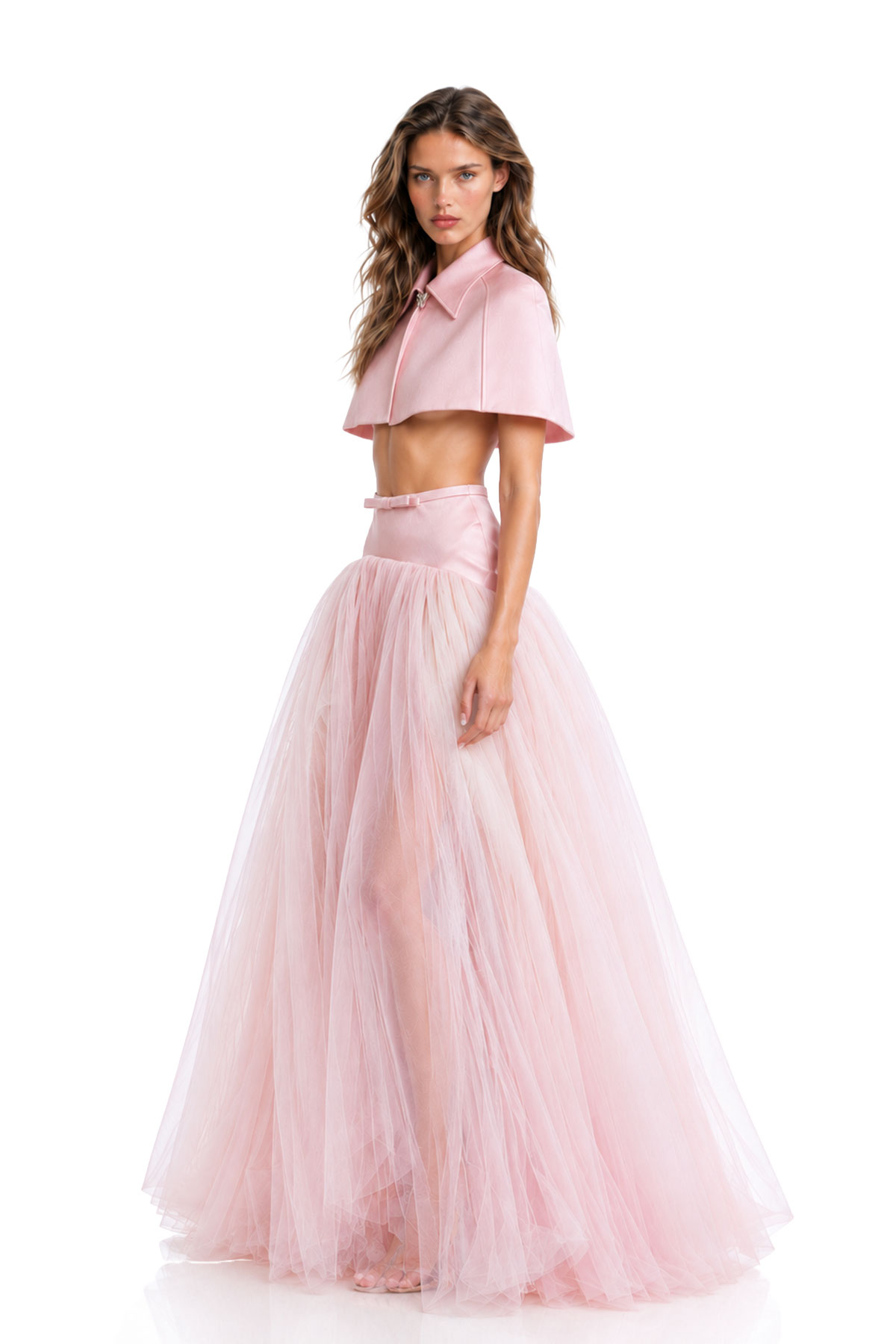 Ksena Shawl Mesh Skirt Set