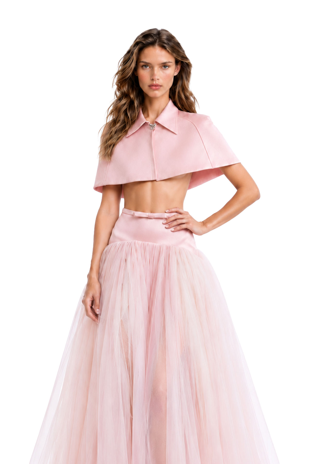 Ksena Shawl Mesh Skirt Set