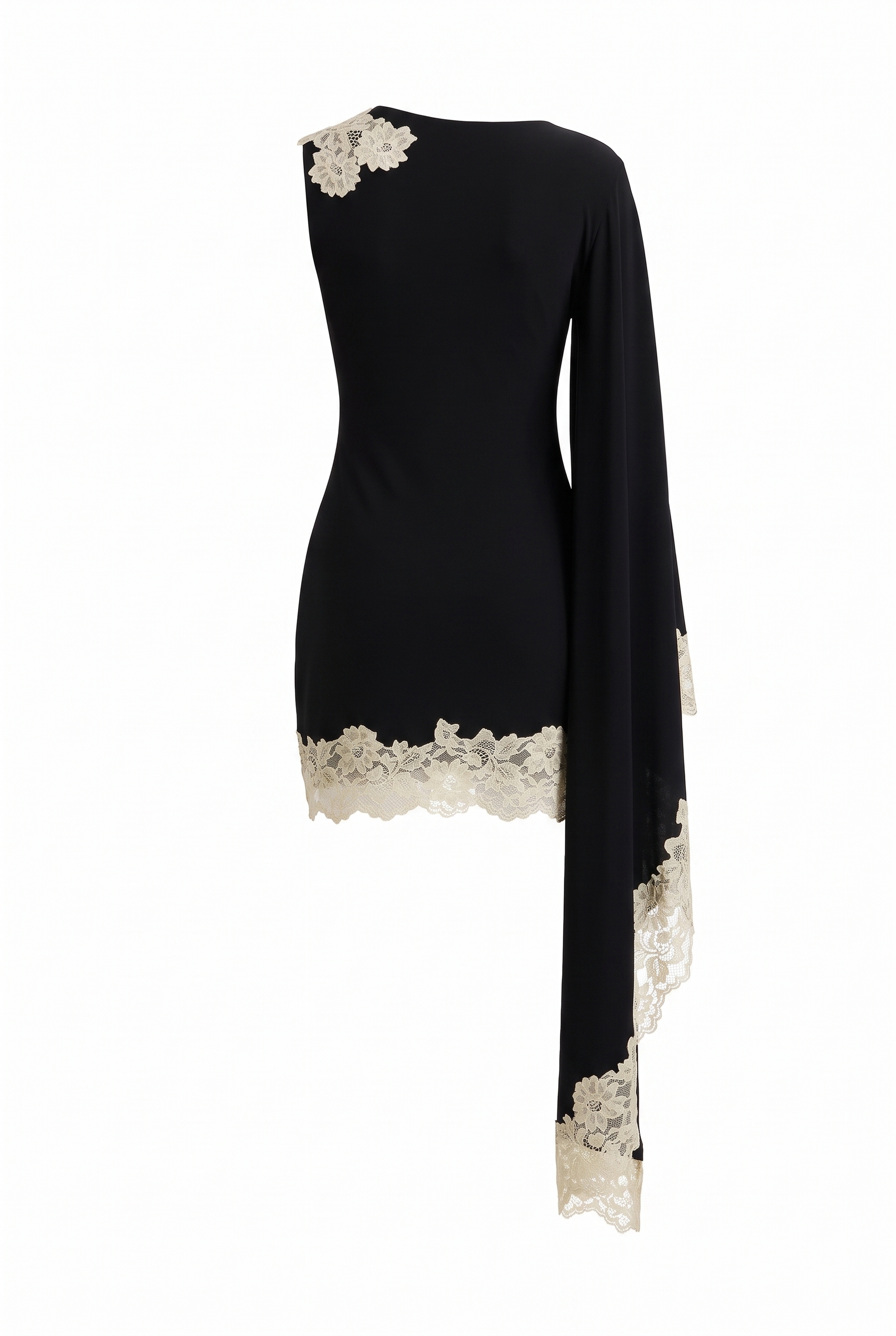 Kualii Asymmetric Lace Mini Dress