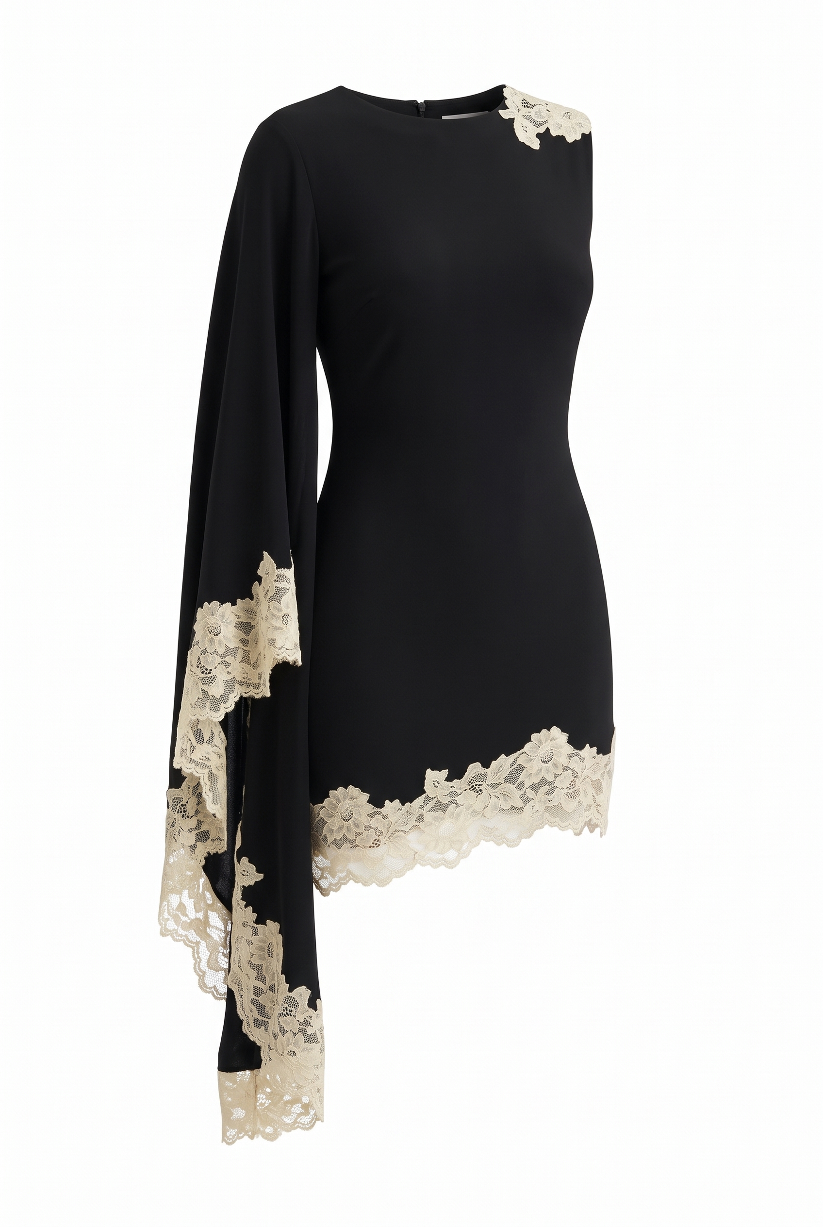 Kualii Asymmetric Lace Mini Dress