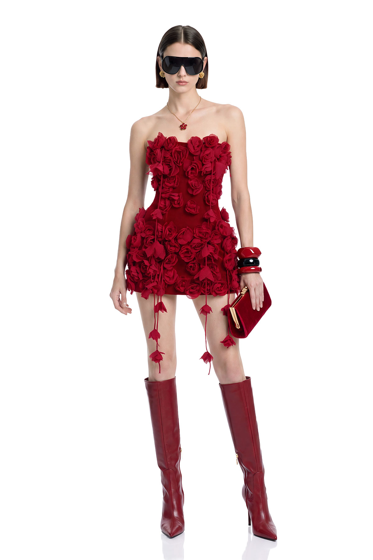 Kumi Strapless Flower Mini Dress