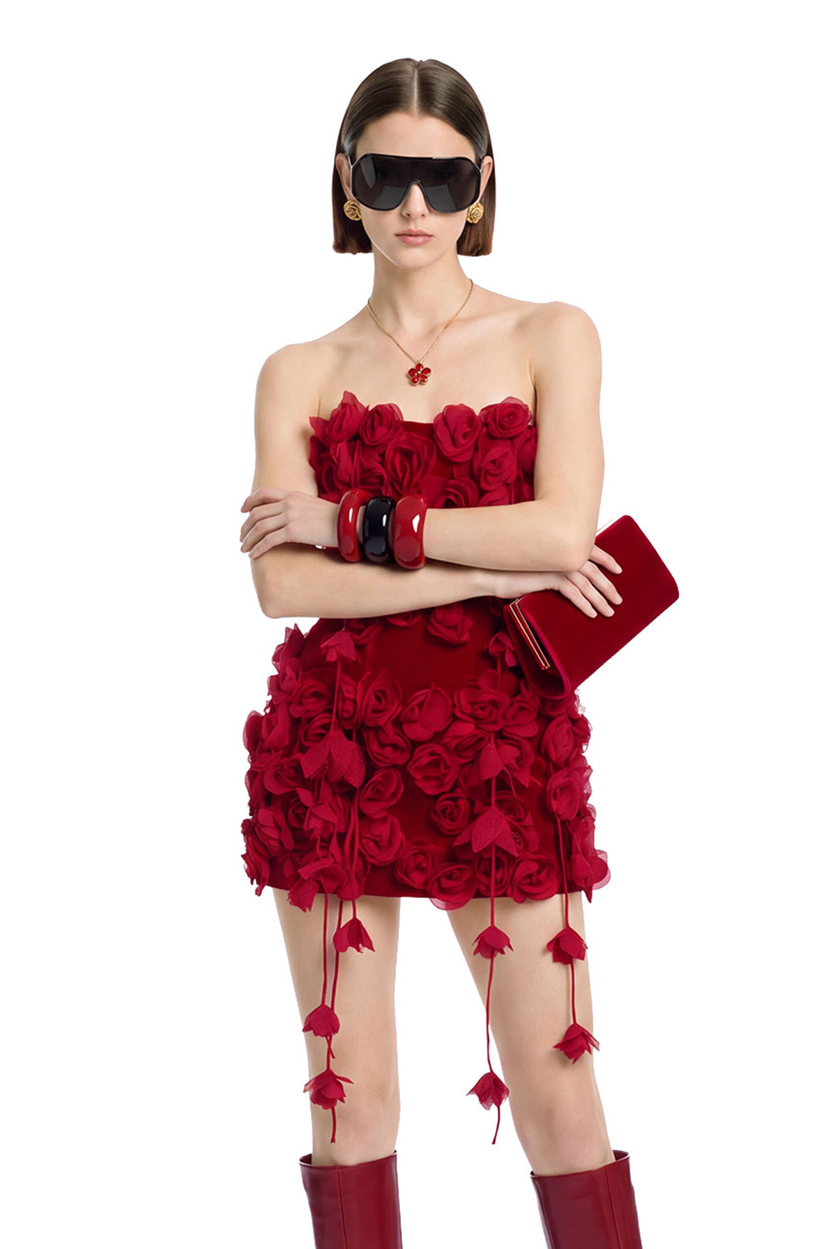 Kumi Strapless Flower Mini Dress