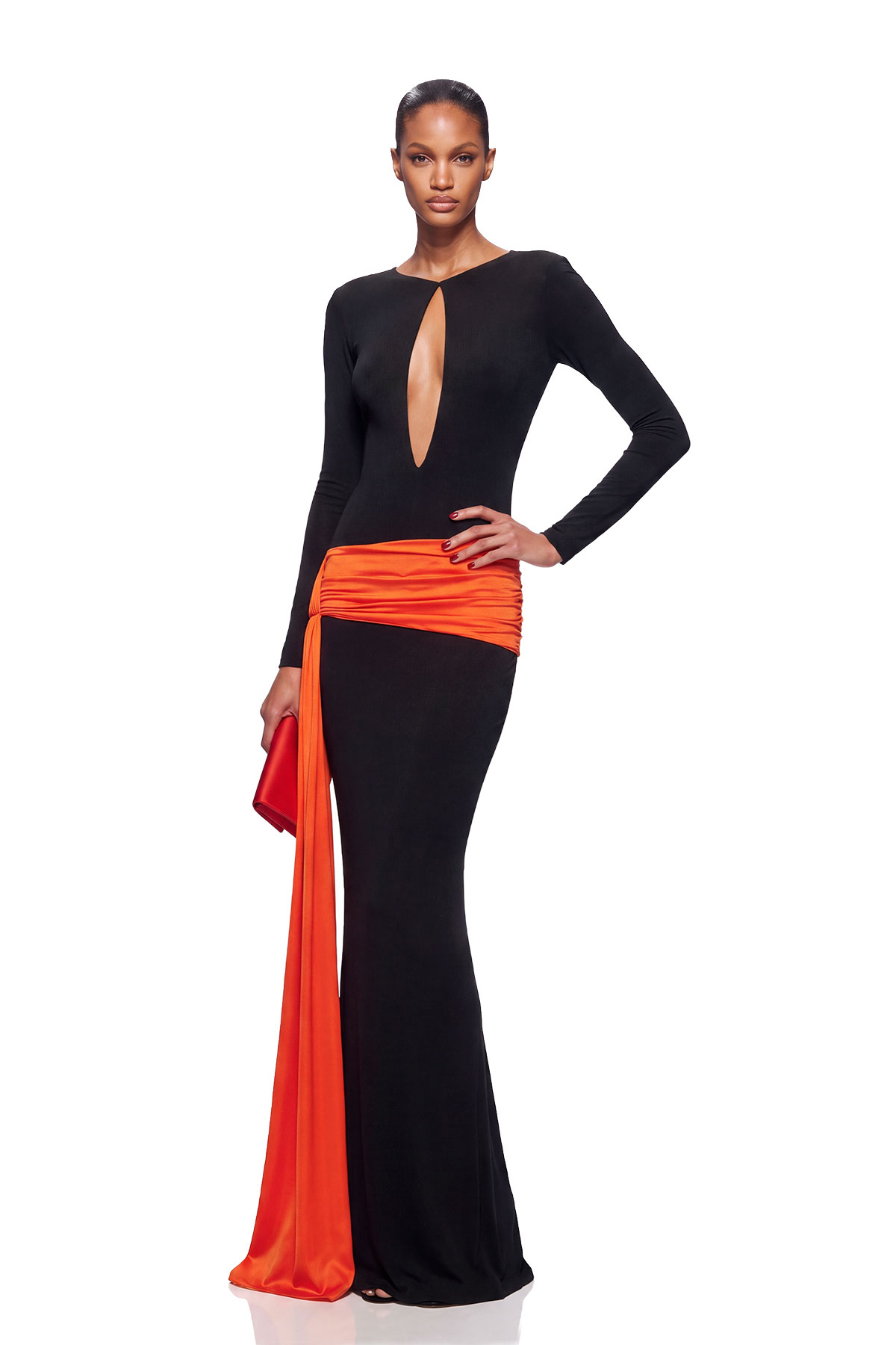Kumiko Cutout Ruch Fringe Maxi Dress