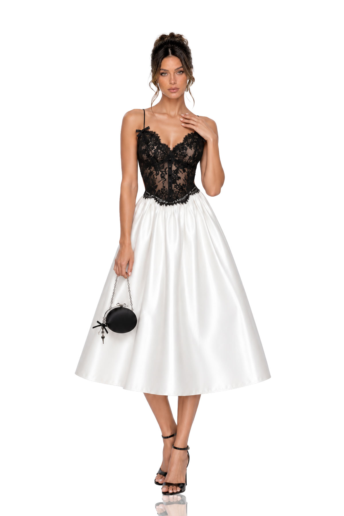Kunihiro Spaghetti Embroidered Satin Maxi Dress