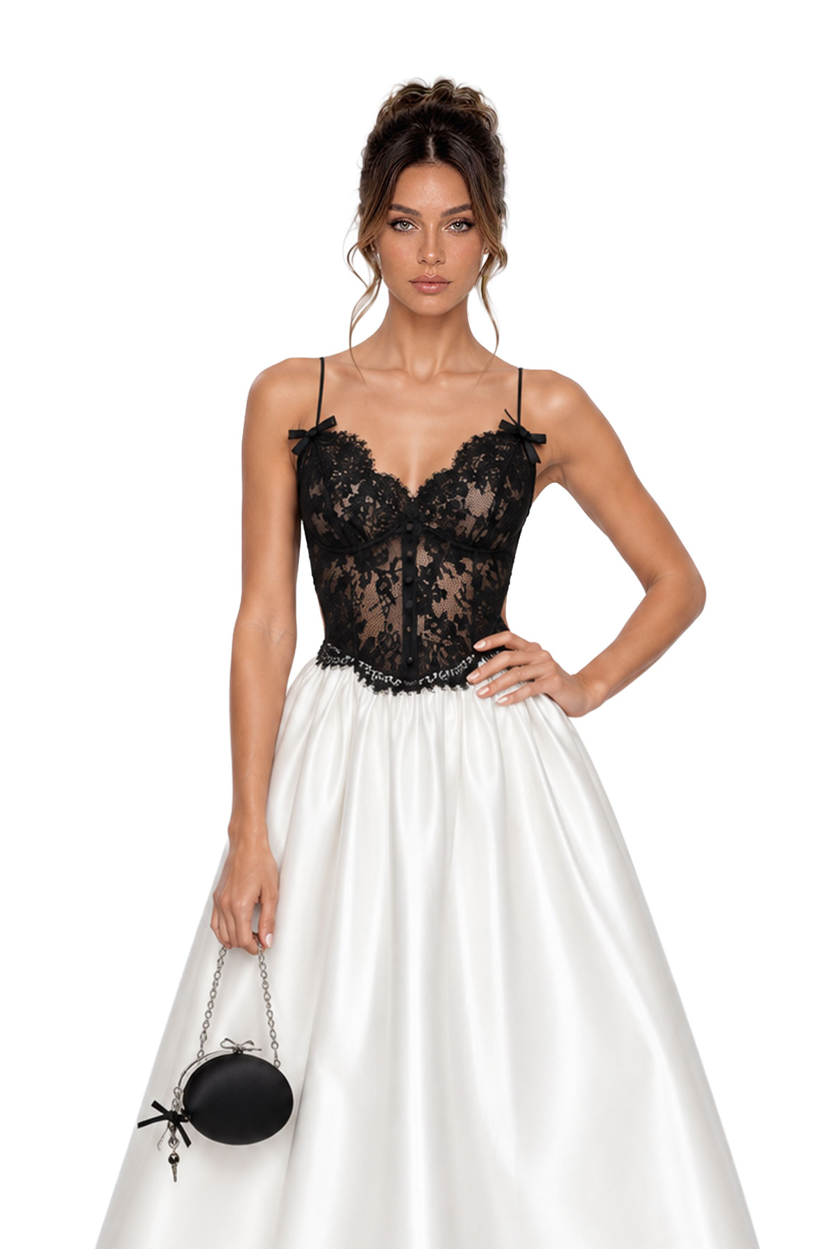 Kunihiro Spaghetti Embroidered Satin Maxi Dress