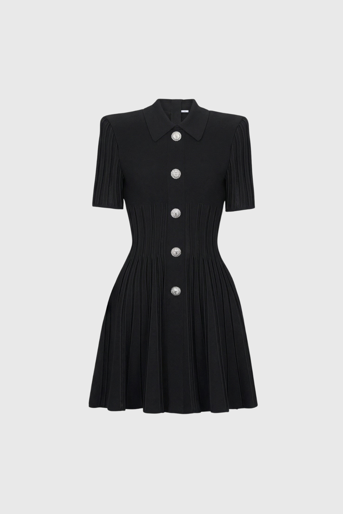 Kuri Lapel Knit Mini Dress In Black