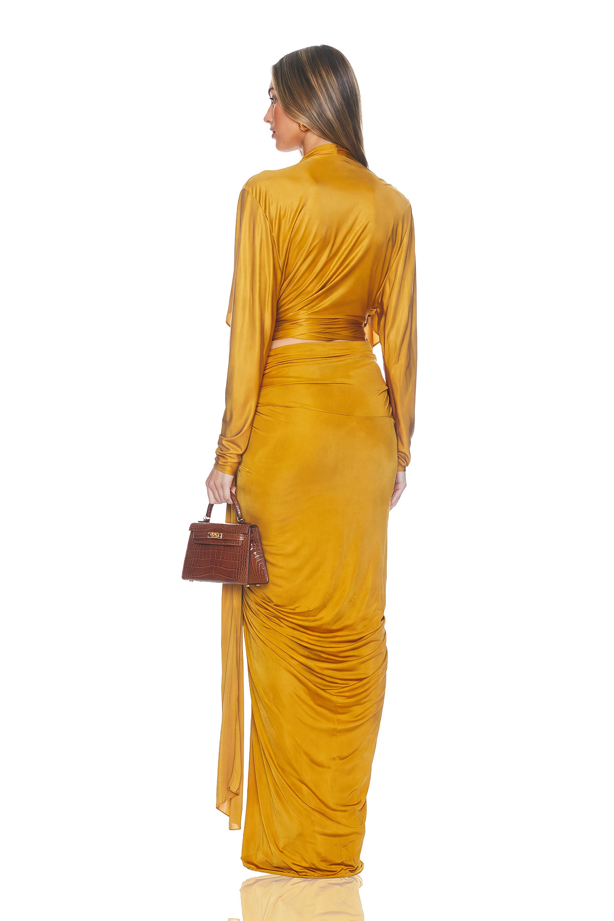 Kurt Plunge Draped Satin Skirt Set