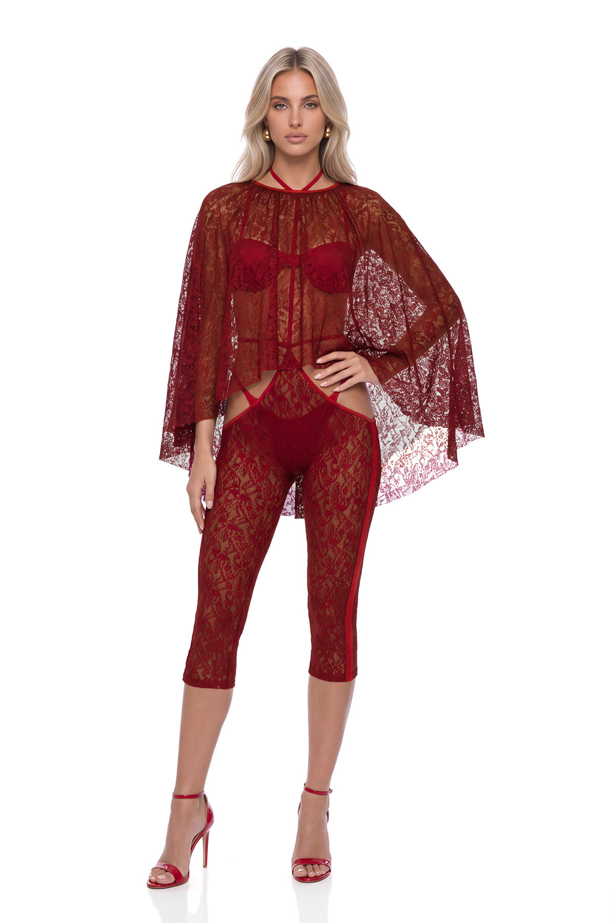 Kuulei Two Piece Lace Cutout Jumpsuit