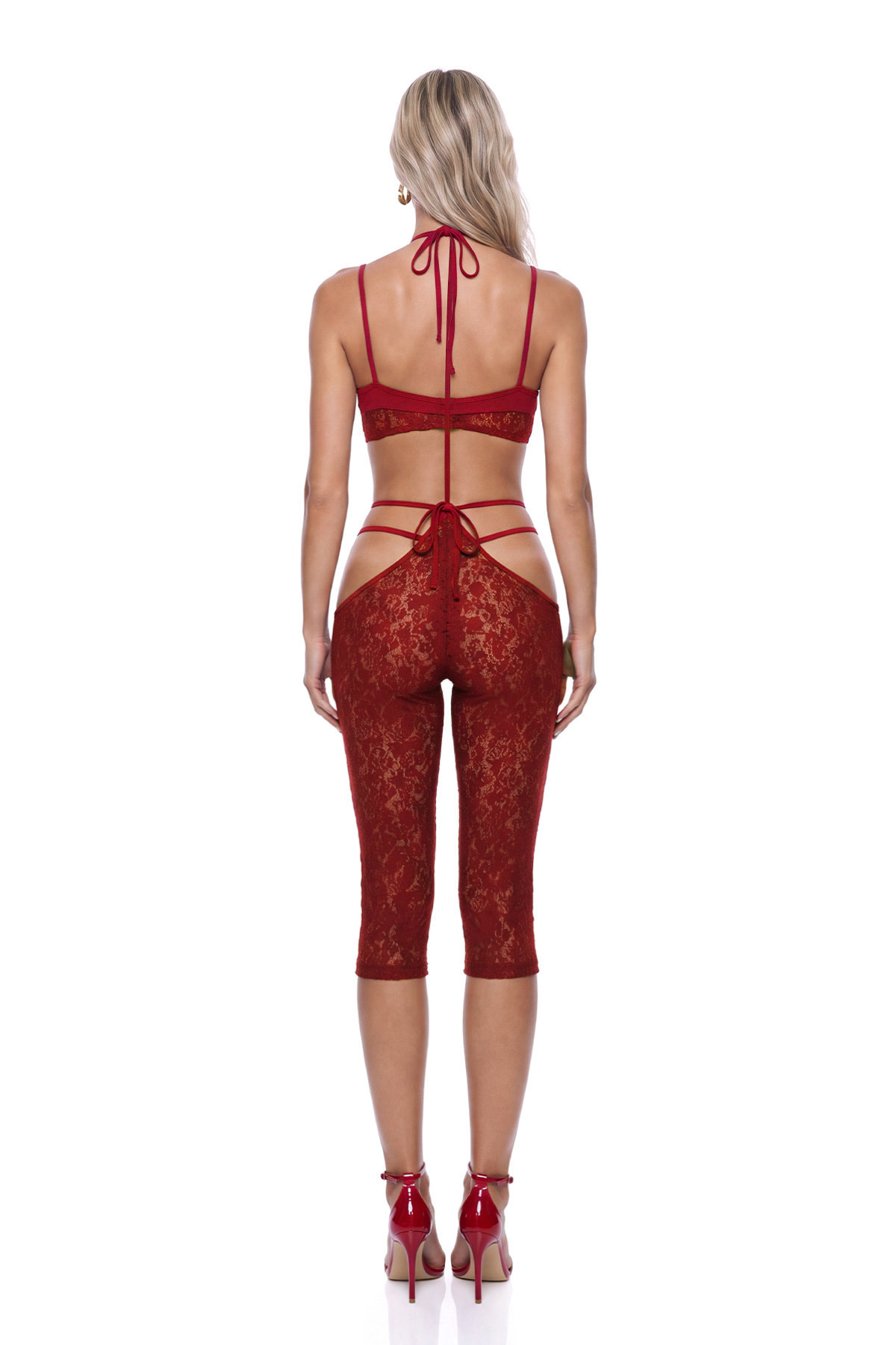 Kuulei Two Piece Lace Cutout Jumpsuit