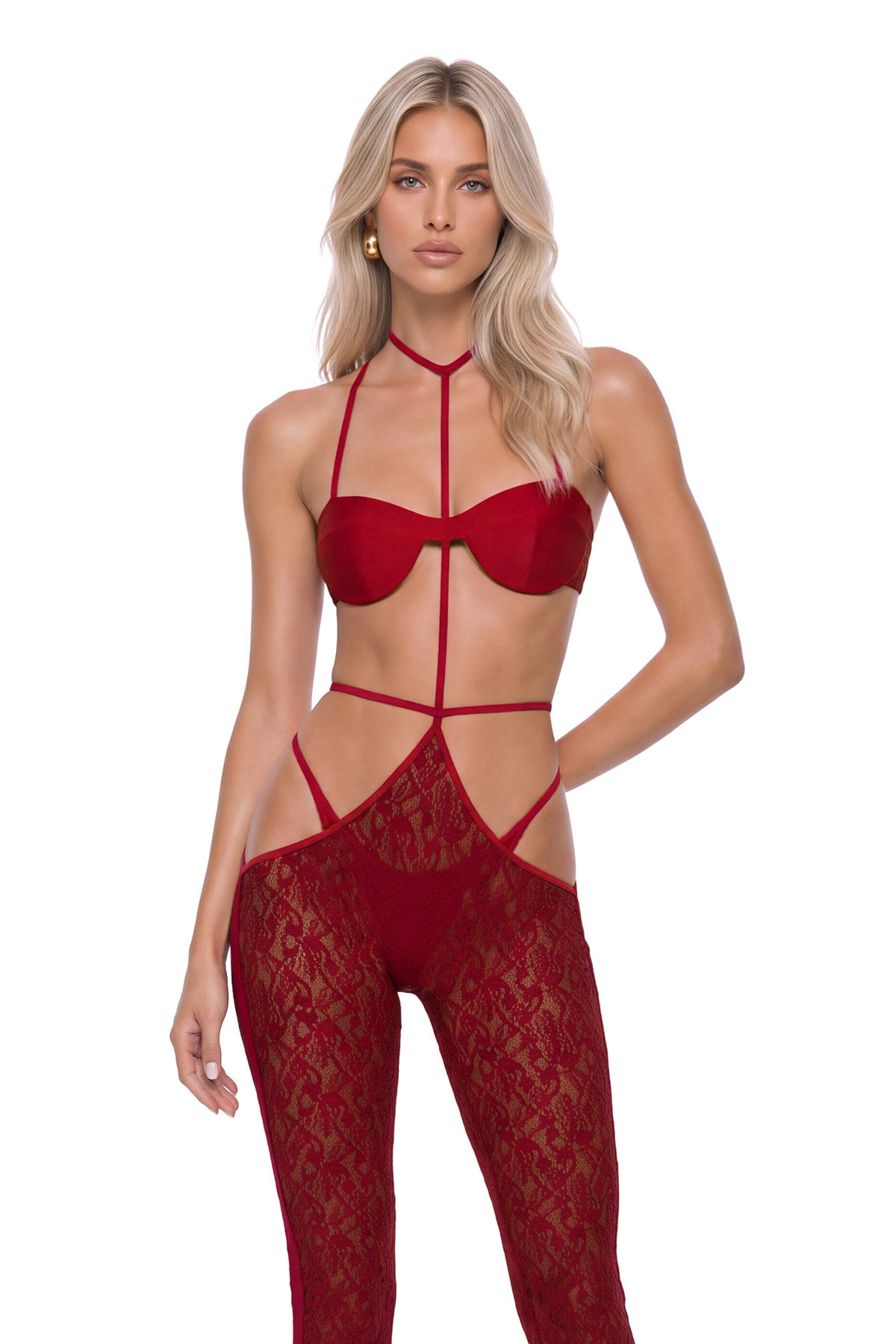 Kuulei Two Piece Lace Cutout Jumpsuit