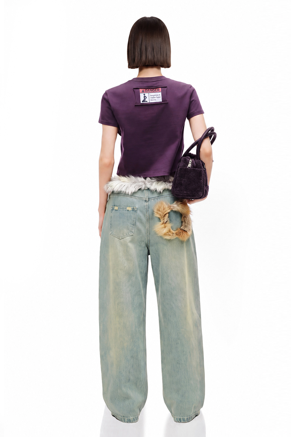 Kwan Faux Fur Ripped Jeans