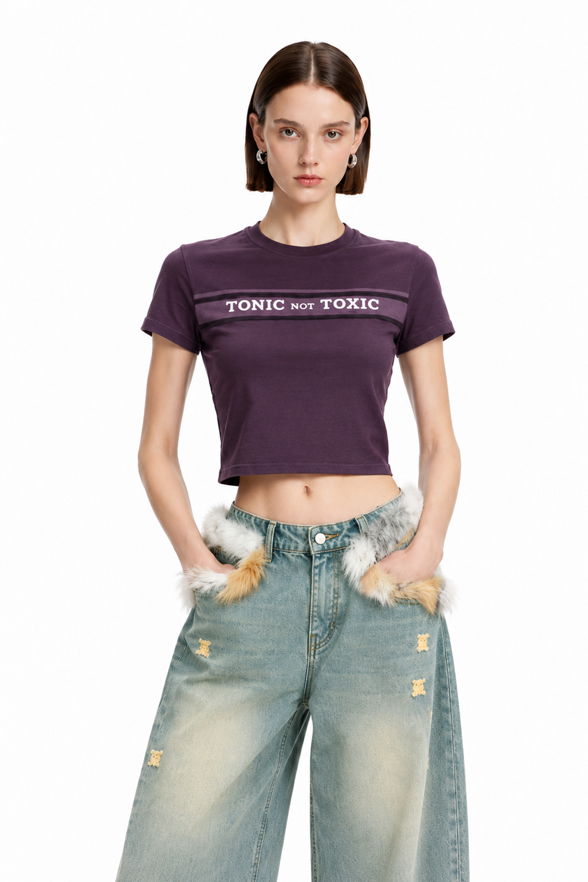 Kwan Faux Fur Ripped Jeans