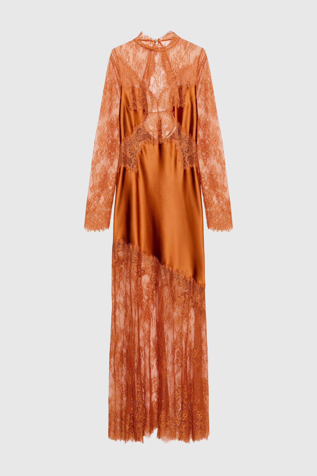 Kwasi Long Sleeve Lace Satin Maxi Dress