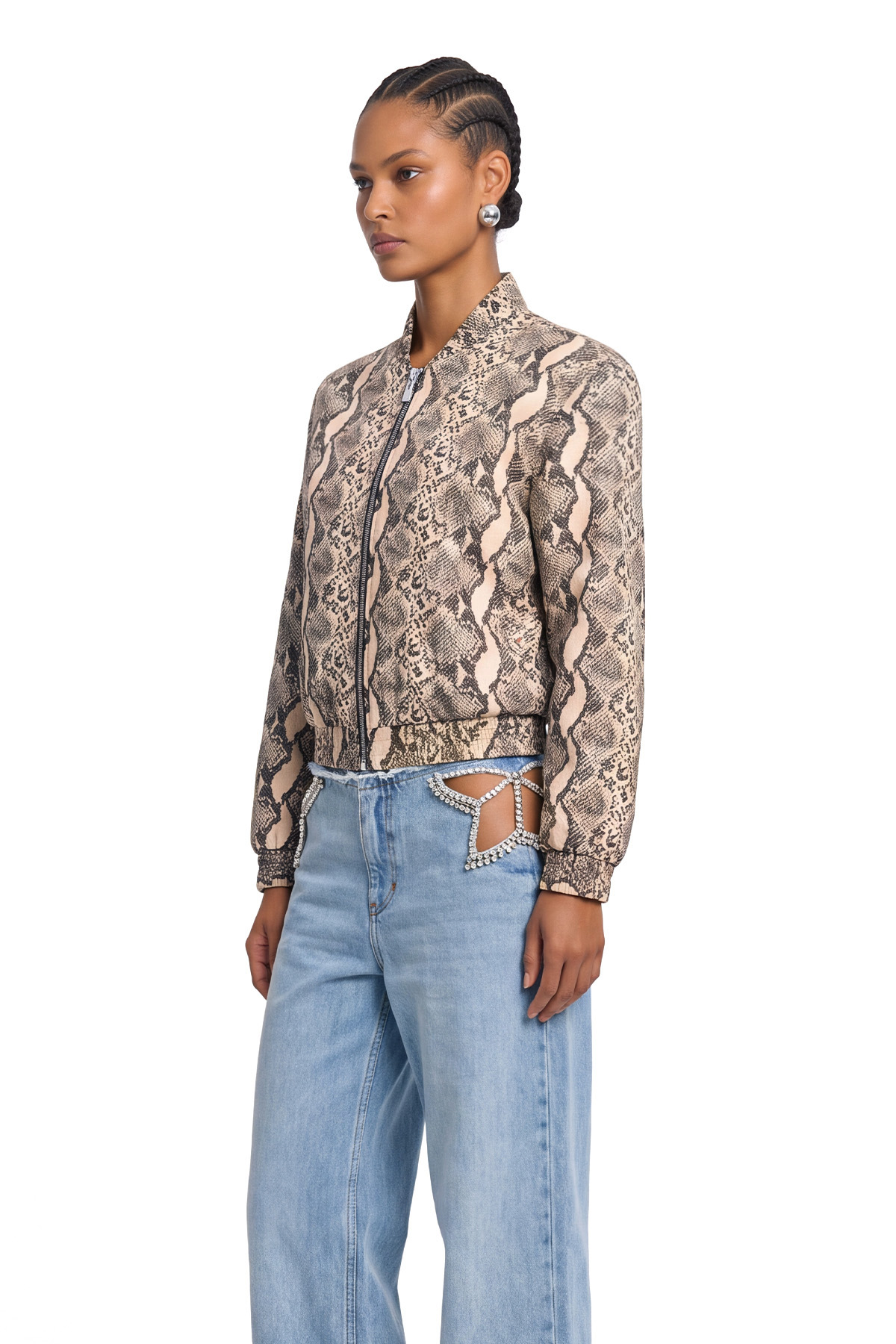 Kyan Crop Snake Print Jacket