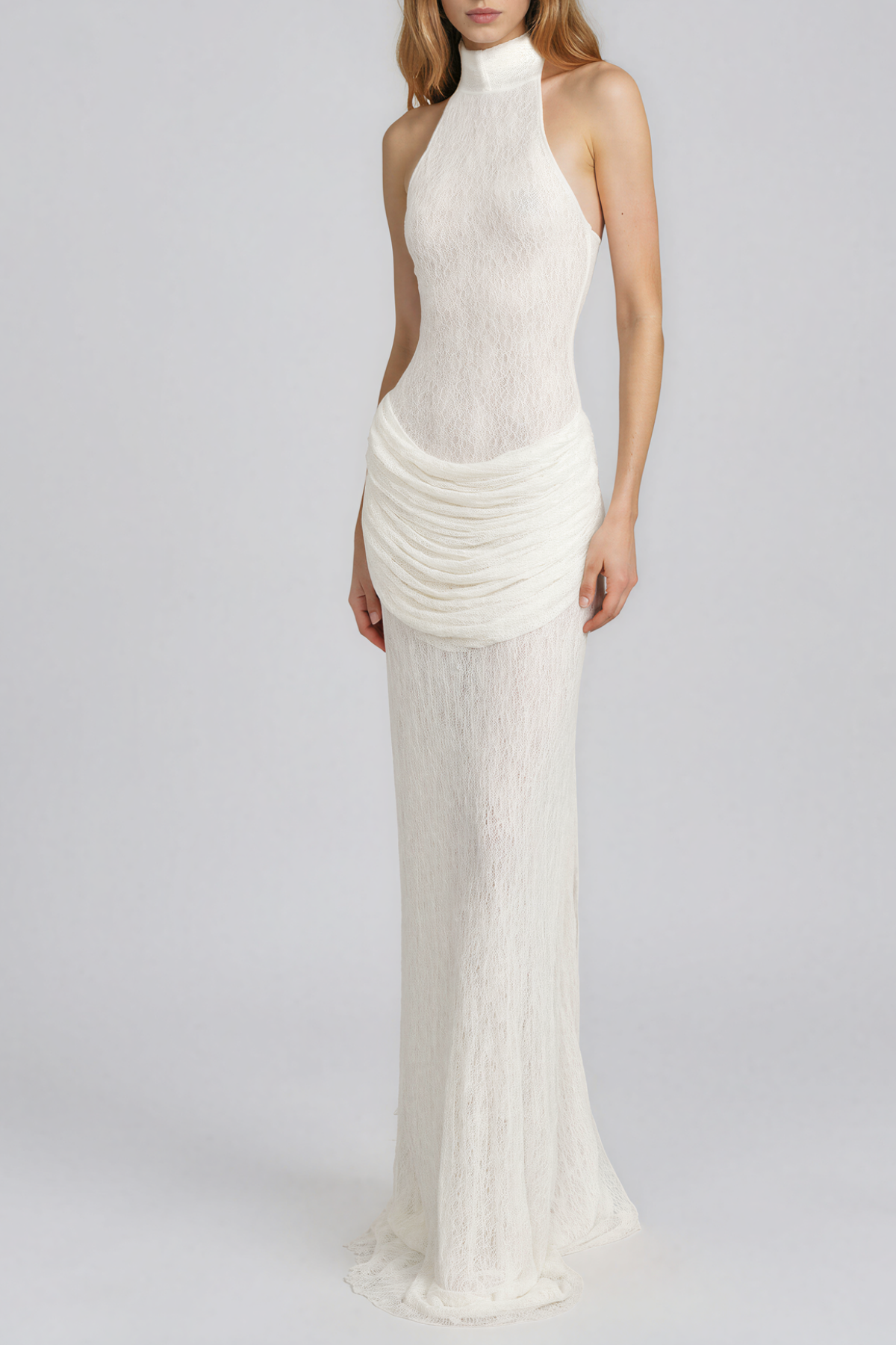 Kyle Halter Neck Ruch Scarf Maxi Dress