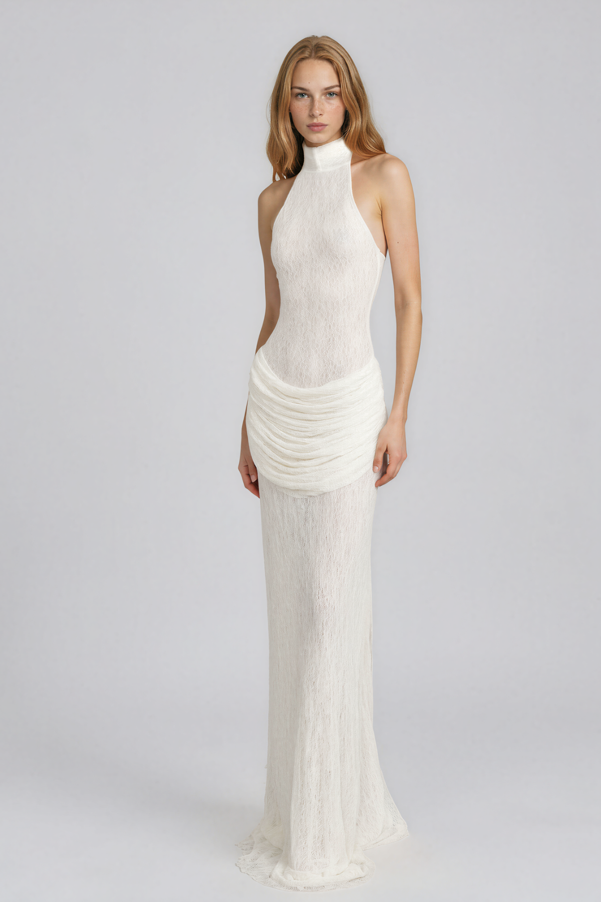 Kyle Halter Neck Ruch Scarf Maxi Dress