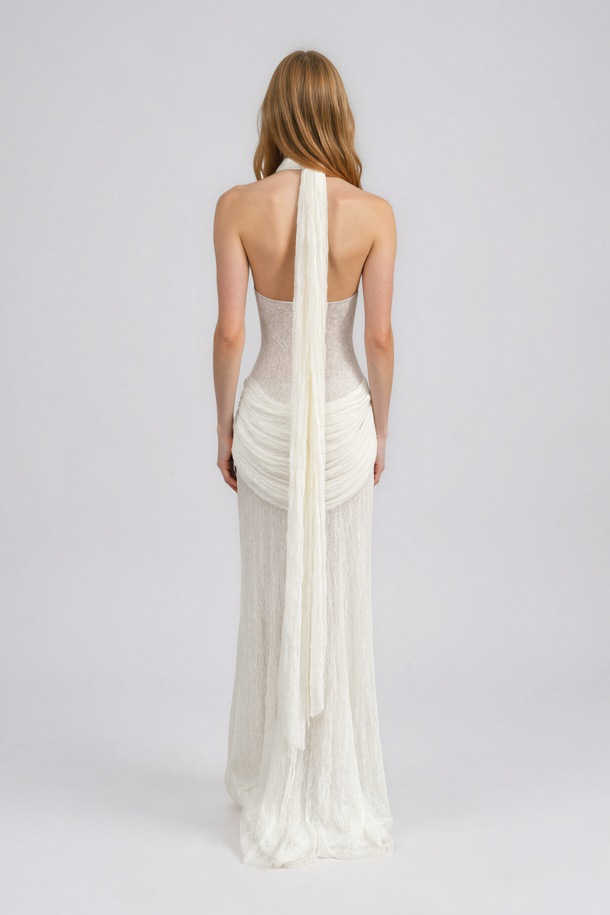 Kyle Halter Neck Ruch Scarf Maxi Dress