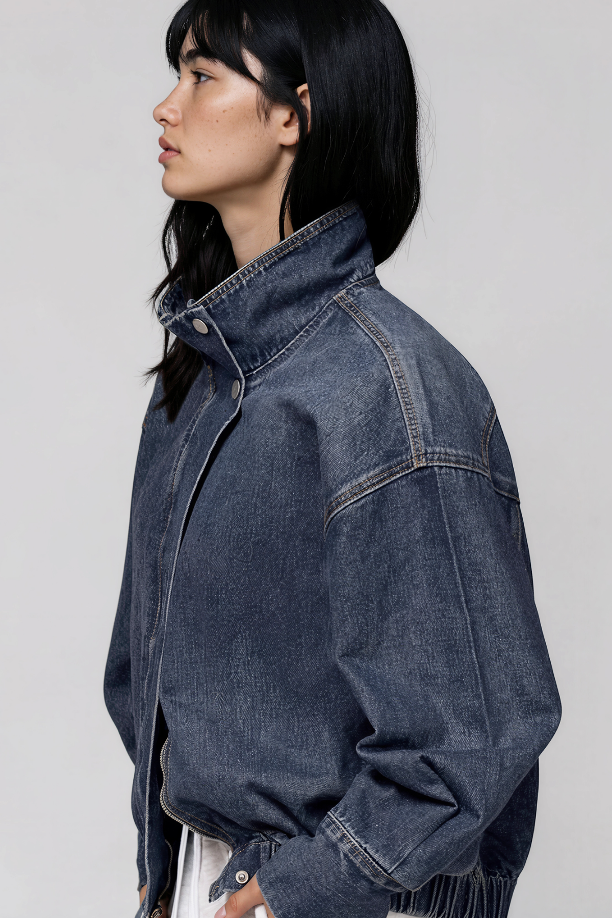 Kylene High Neck Denim Jacket