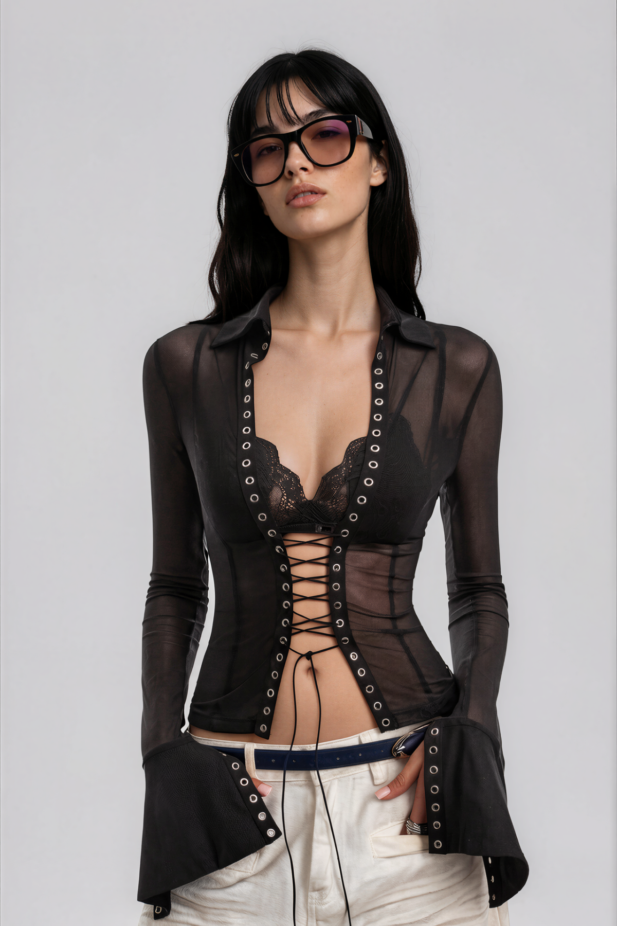 Kyllikki Mesh Lace Up Top