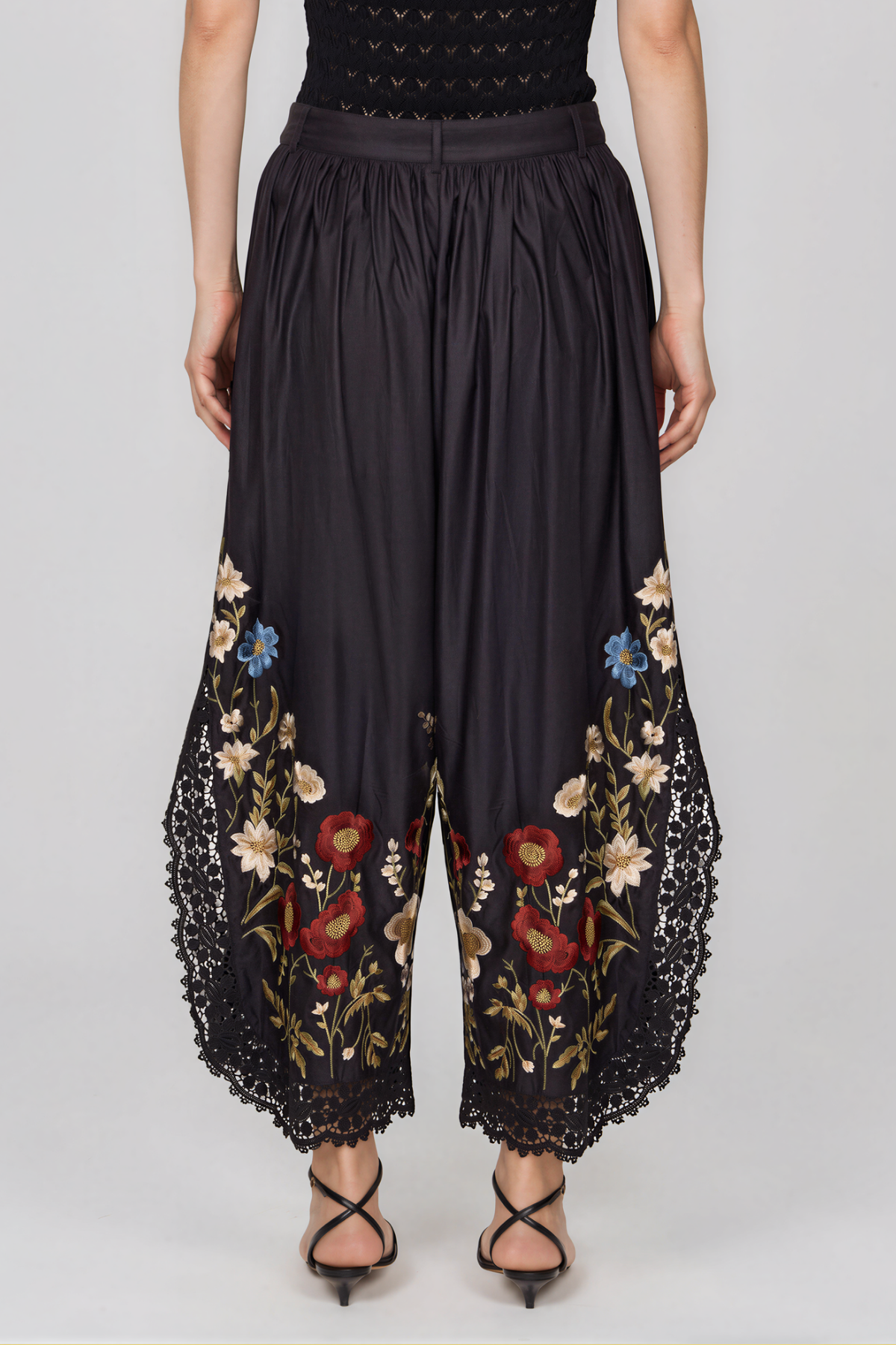 Kyna V Neck Embroidered Split Pants Set
