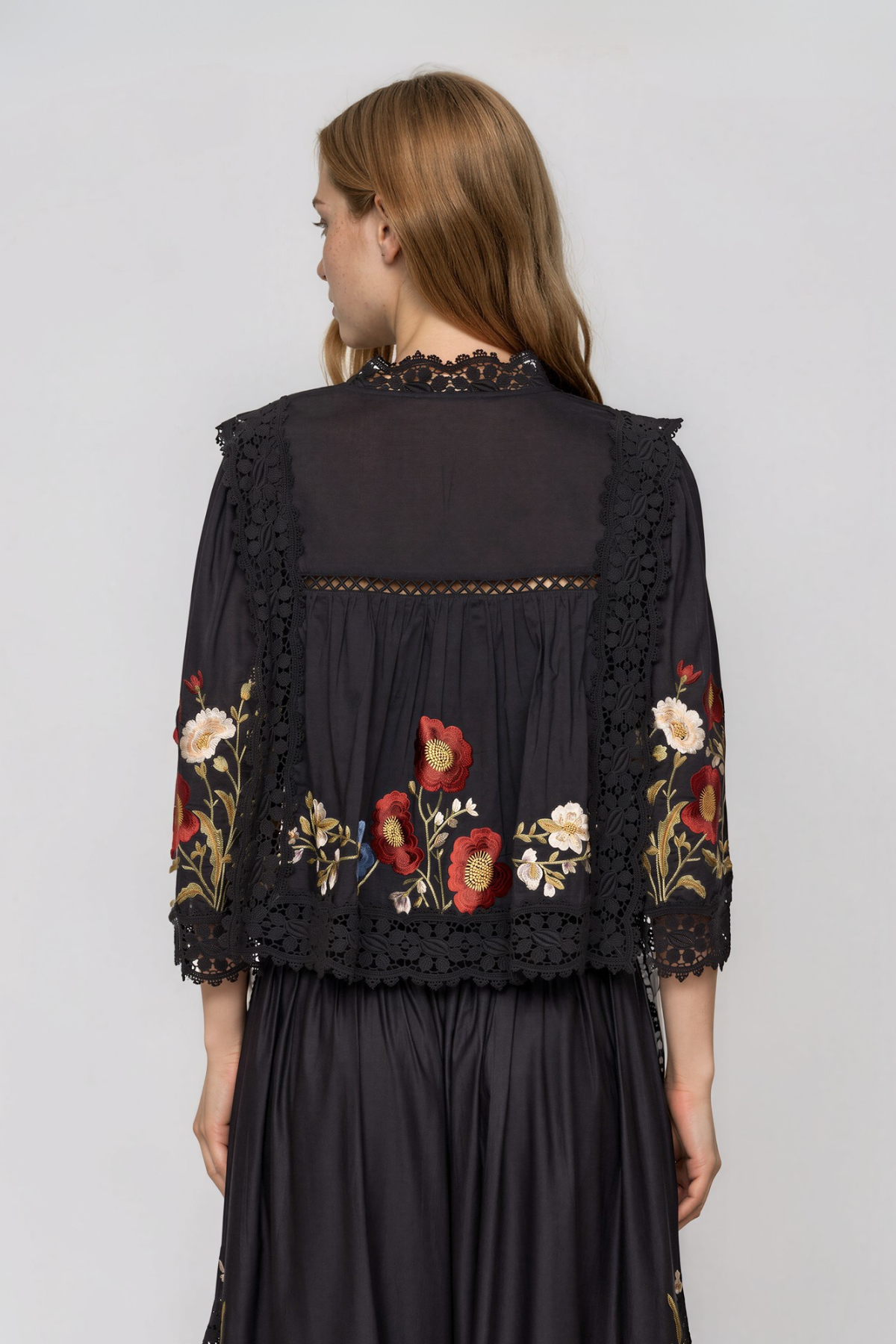 Kyna V Neck Embroidered Split Pants Set