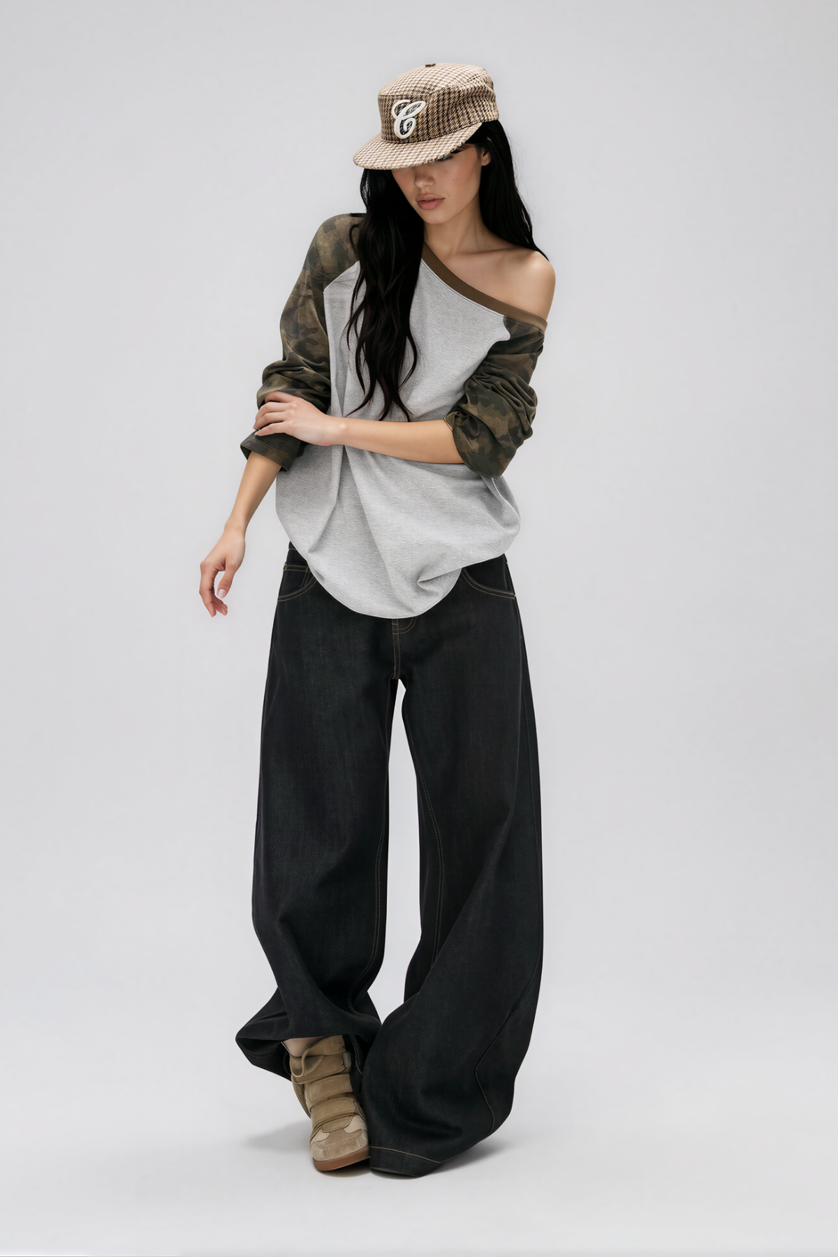 Kynan One Shoulder Camouflage Print Top