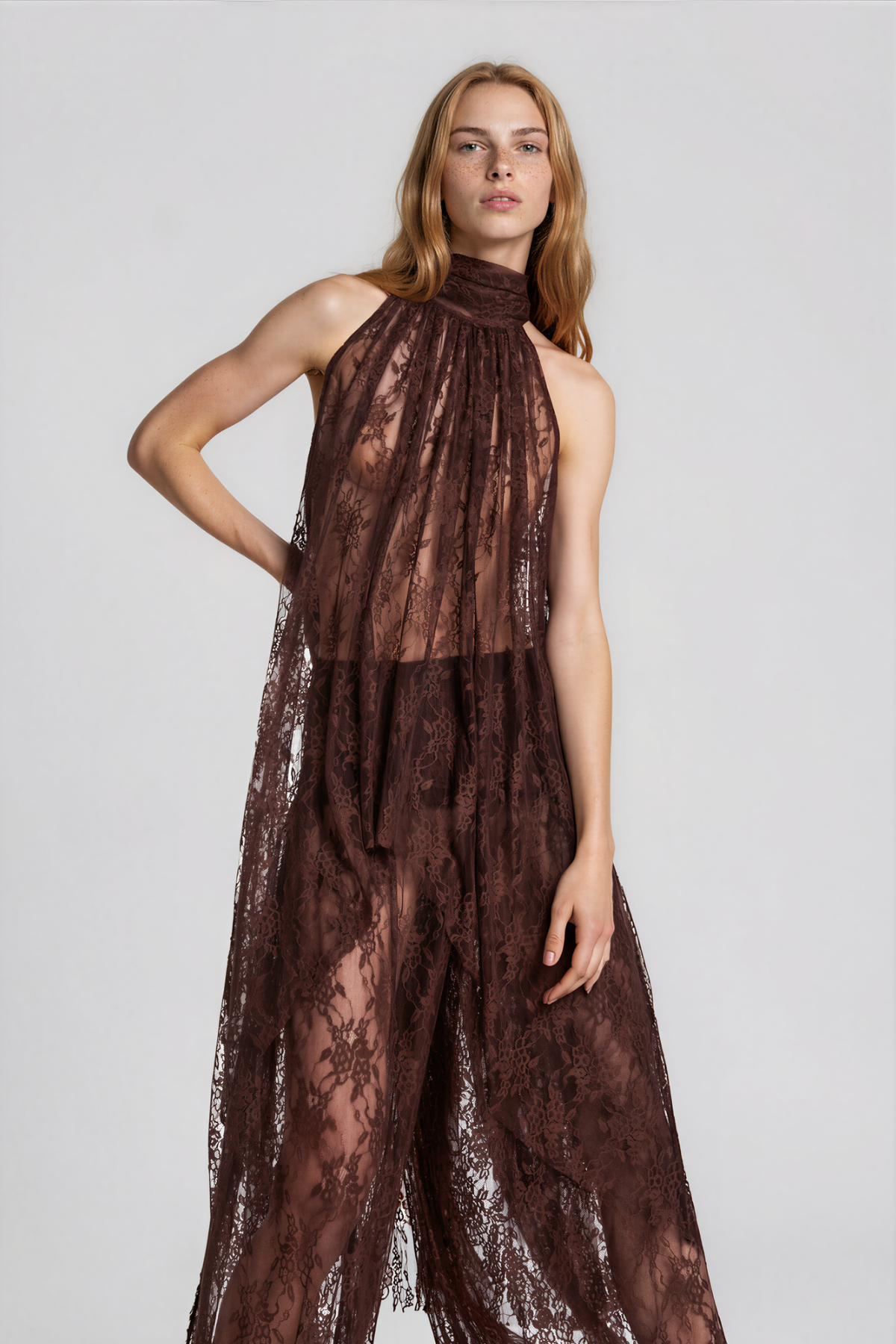 Kyne Halter Neck Lace Pants Set