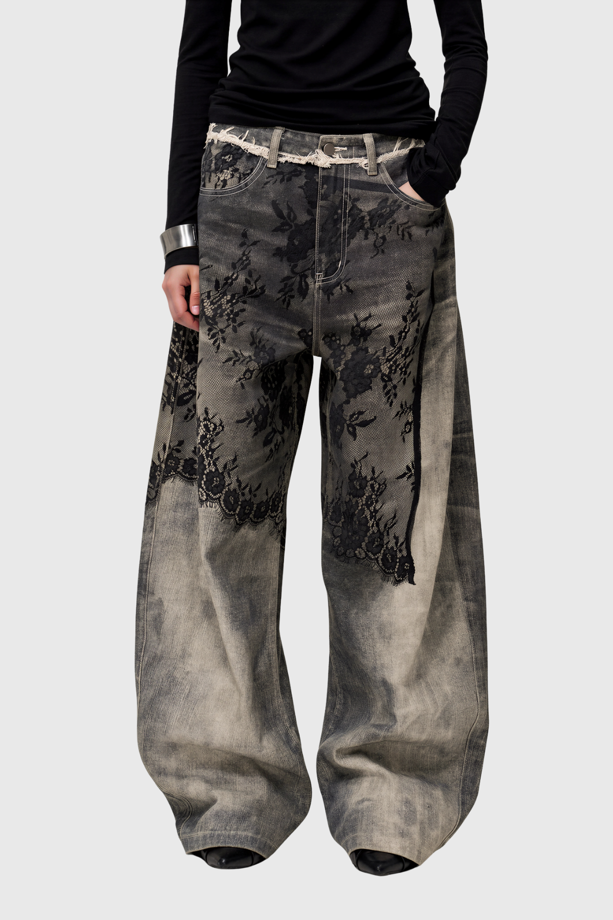Kynton Deconstruct Print Baggy Jeans