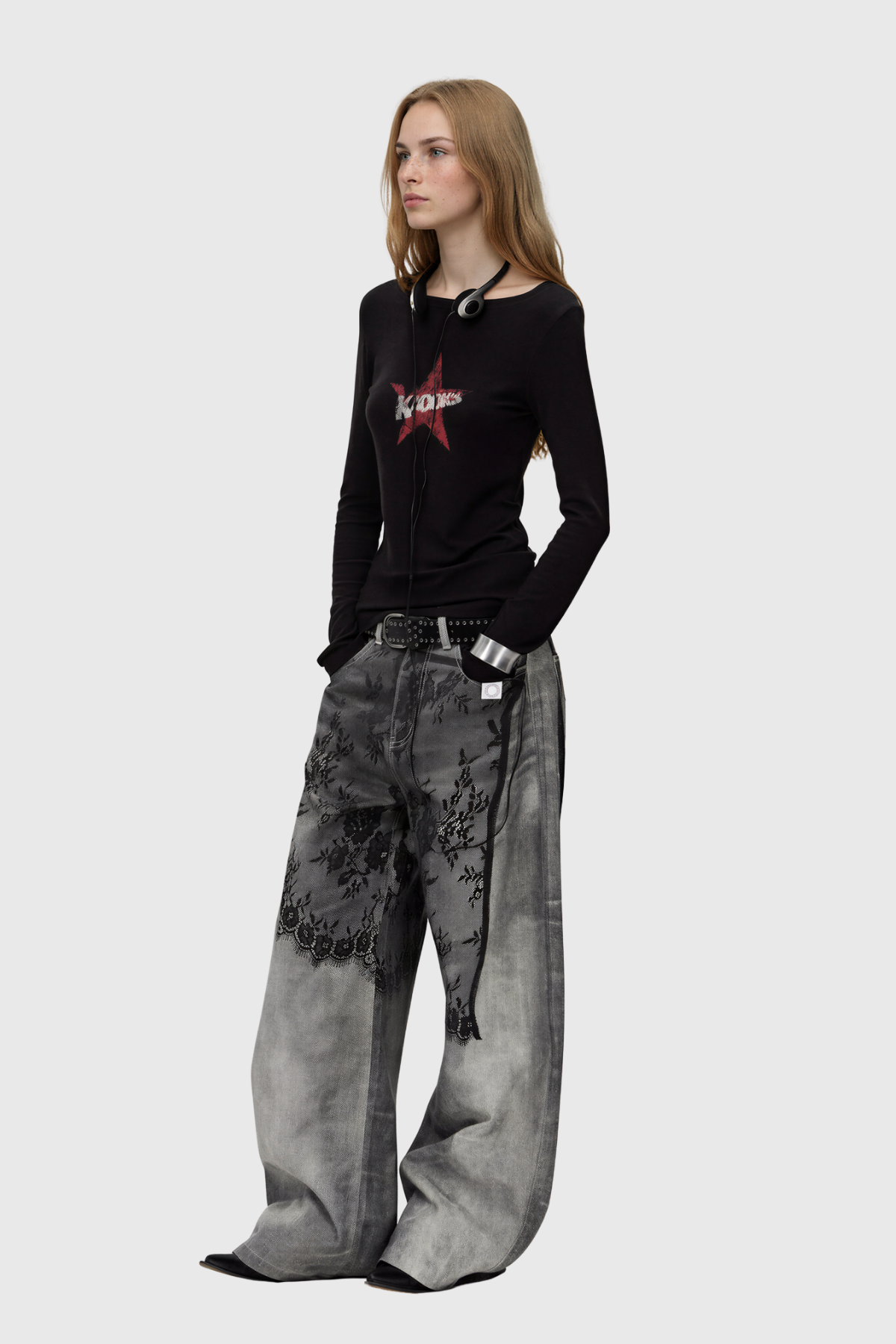 Kynton Deconstruct Print Baggy Jeans