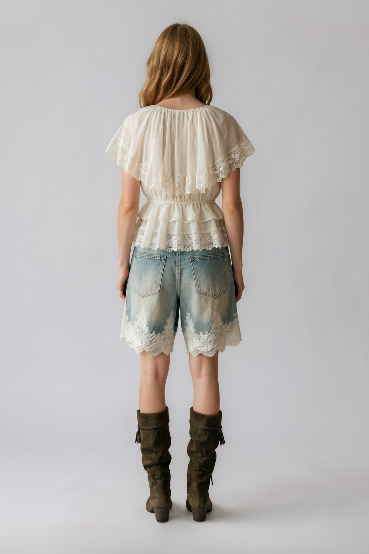 Kyra V Neck Ruffle Lace Top