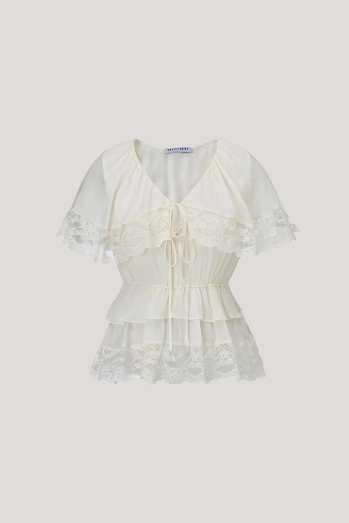 Kyra V Neck Ruffle Lace Top