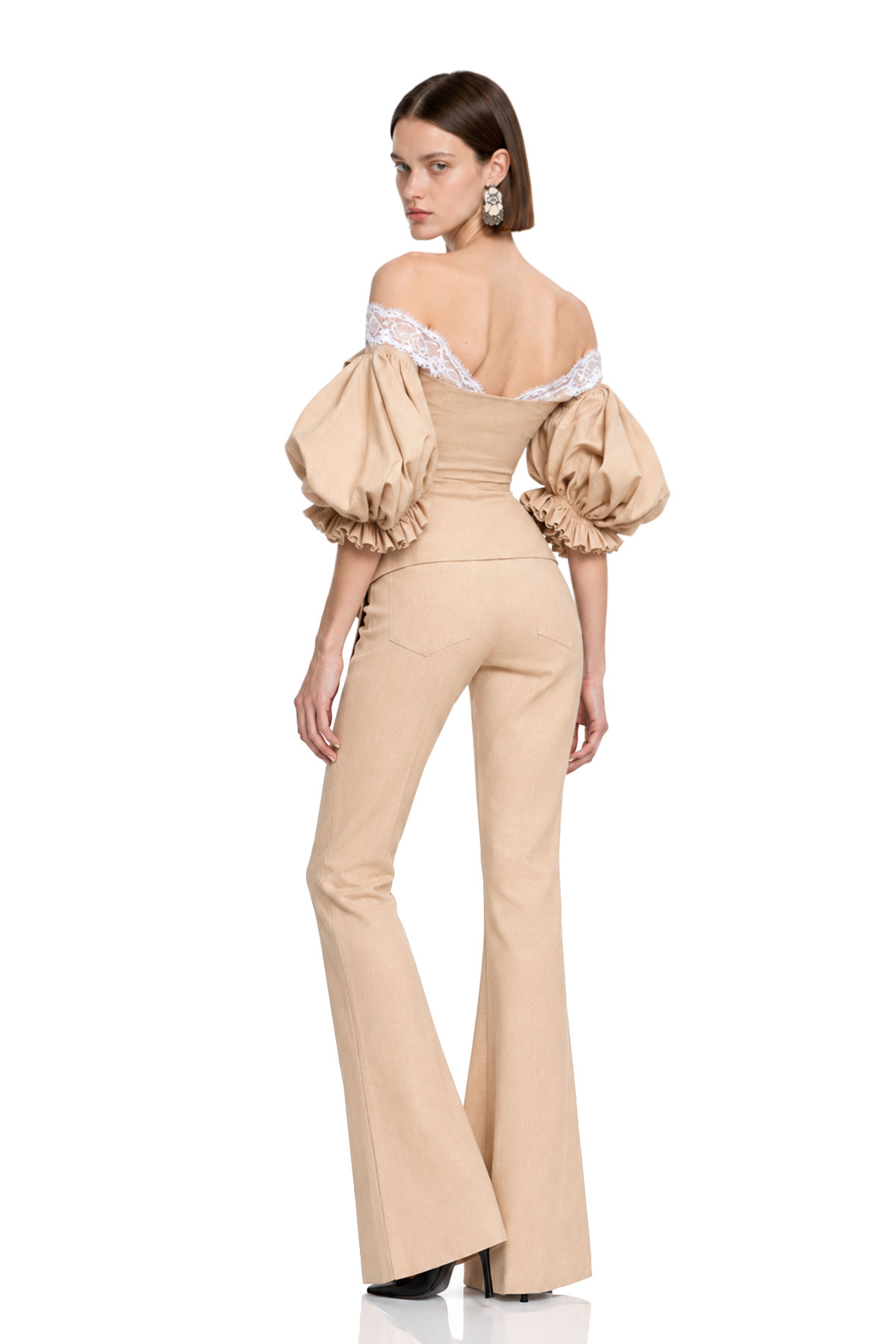 Kyrah Balloon Sleeve Lace Up Pants Set
