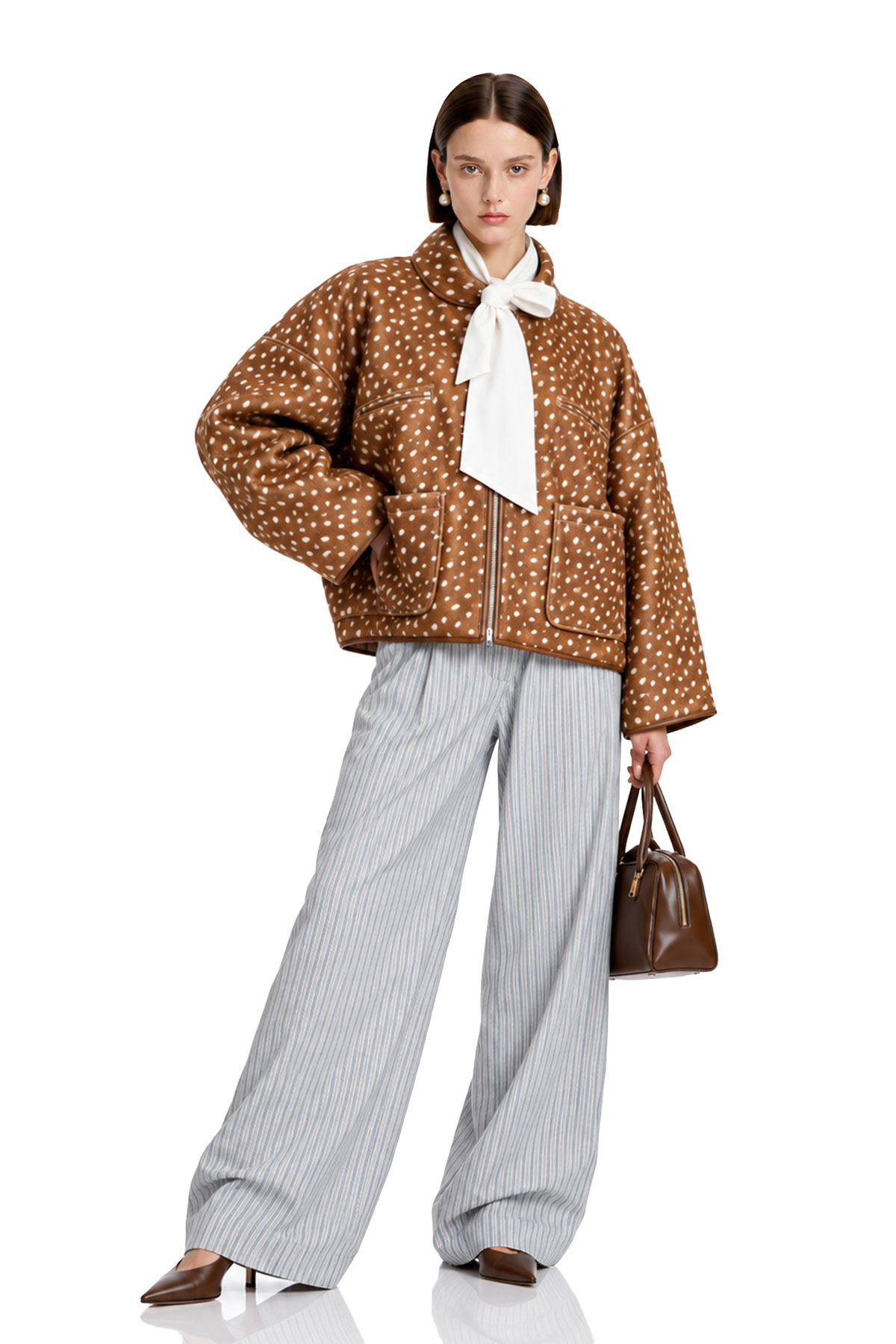 Kyrene High Neck Deer Print Jaceket